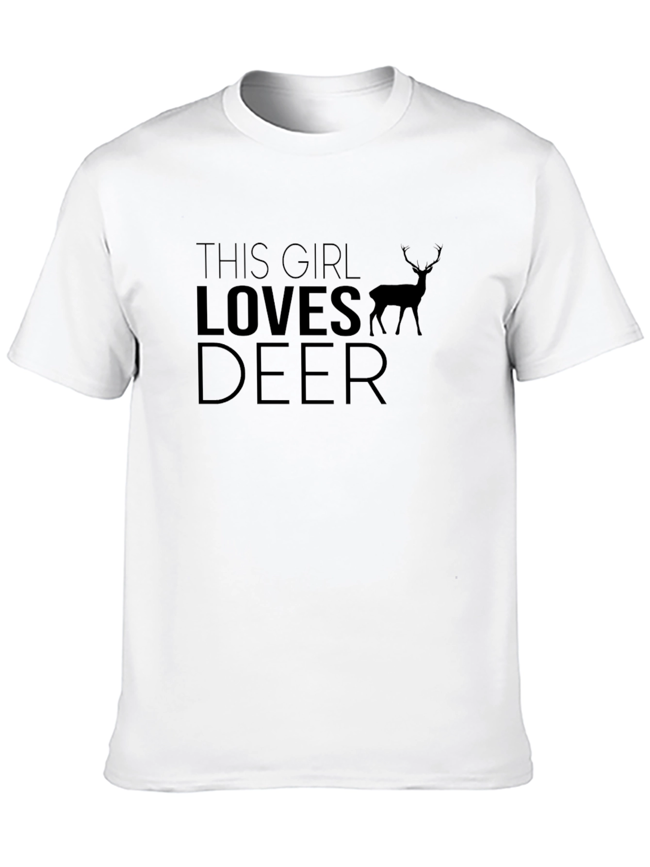 Black This Girl Loves Deer Graphic Tee - Black Crewneck Shirt view 10