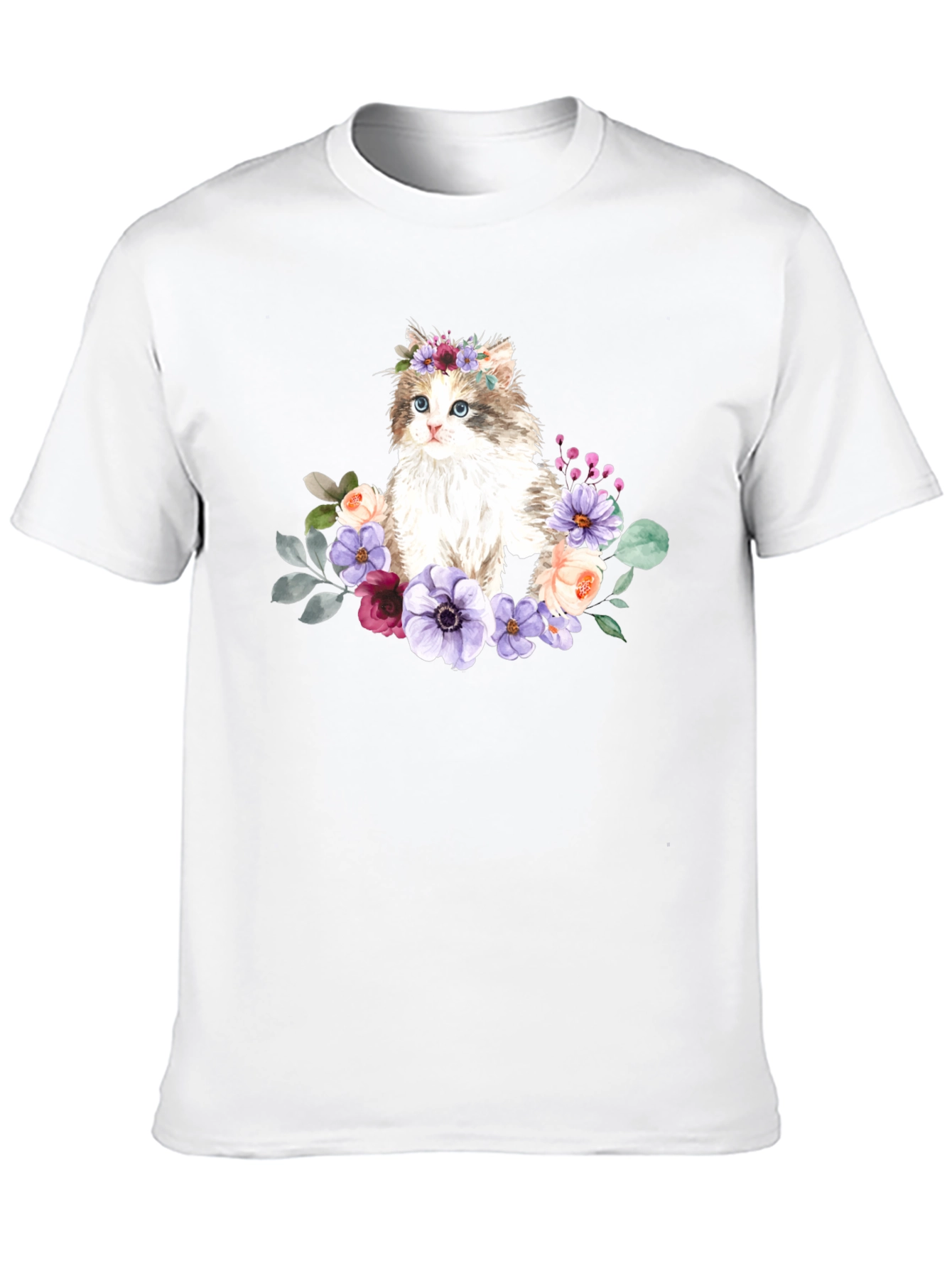 Black Floral Cat Graphic T-Shirt - Black view 10