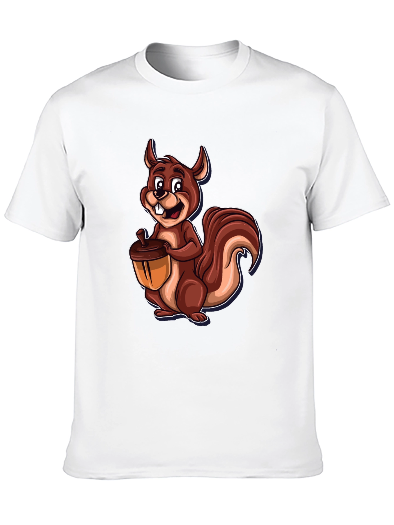Black Squirrel Holding Acorn Graphic Tee - Black Cotton Shirt view 10
