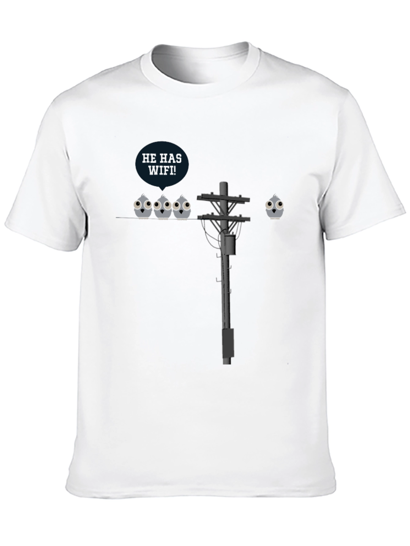 Black He Has Wifi Funny Bird Graphic Tee view 10