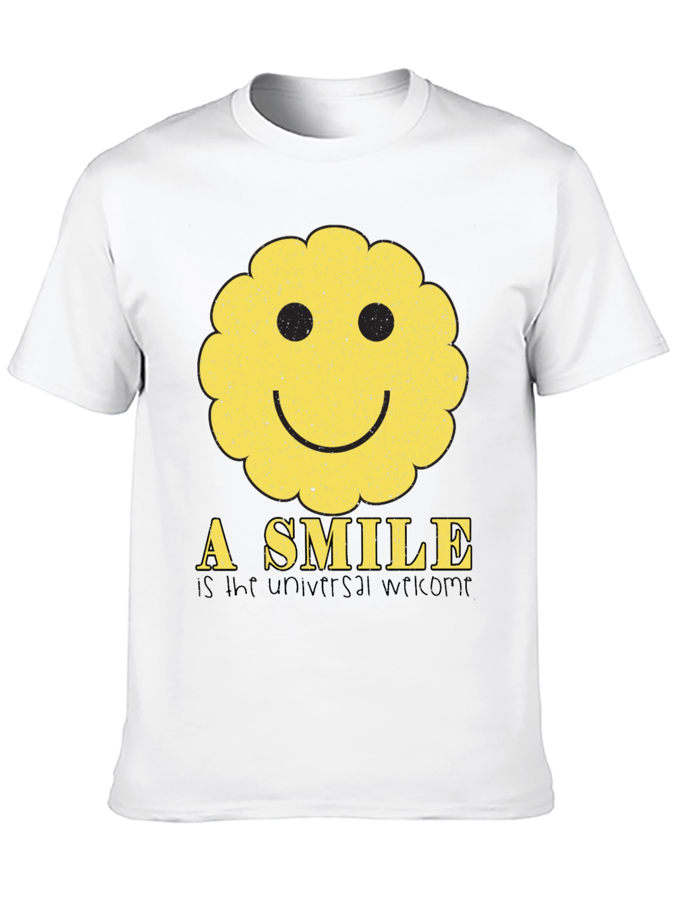 Black Smiley Face Graphic Tee - Universal Welcome T-Shirt view 10