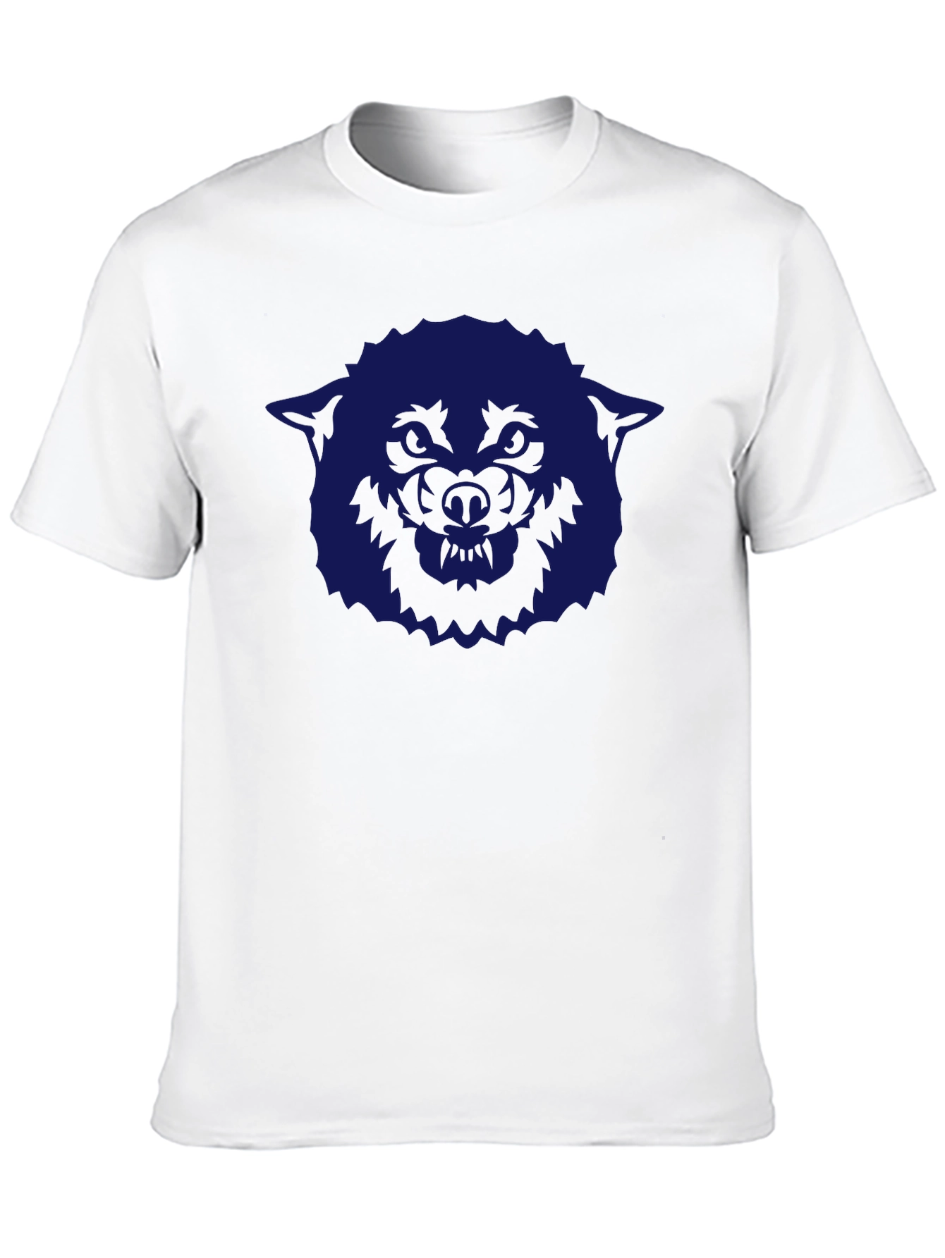 Black Men's Black T-Shirt with Blue Wolf Graphic view 10