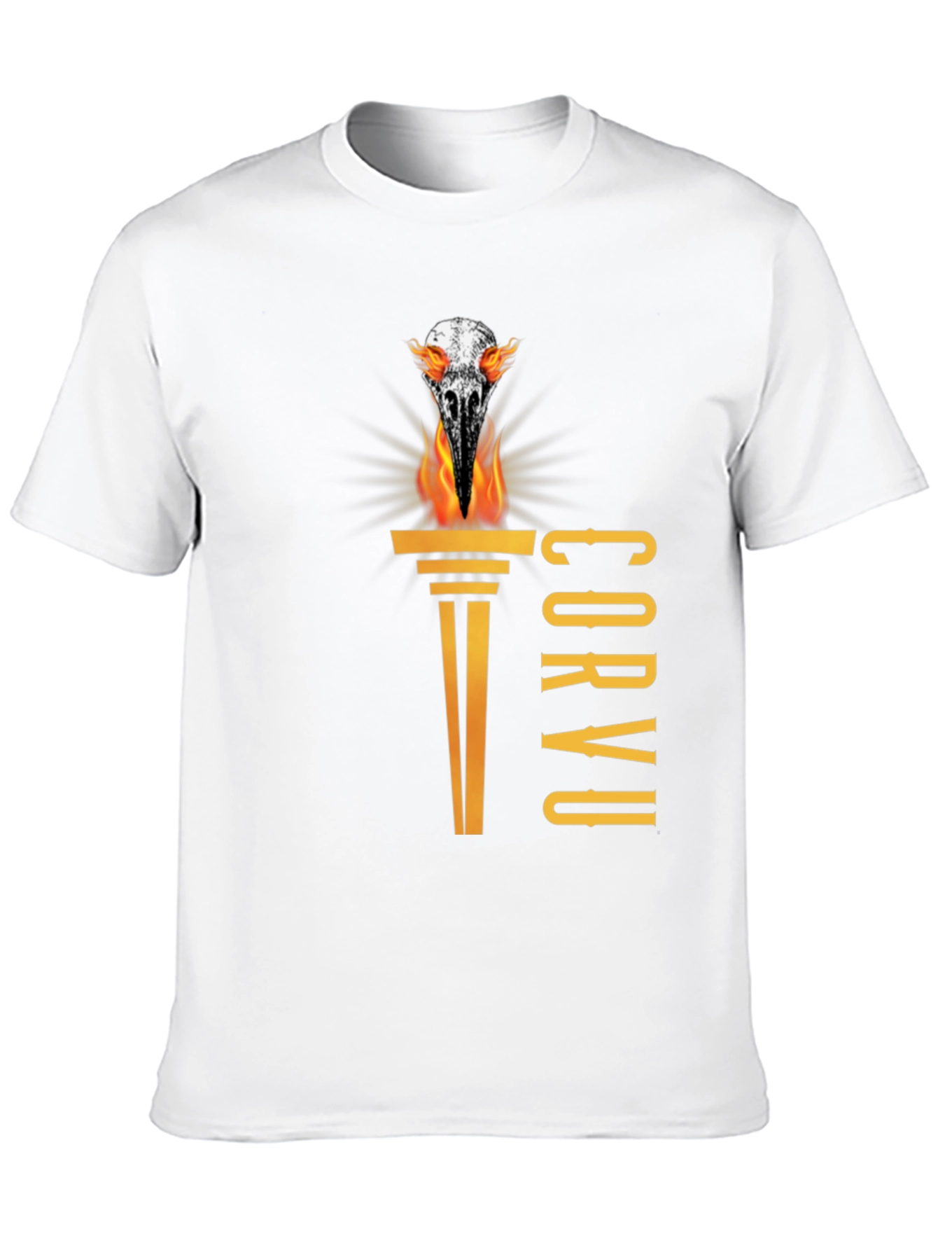 Black Corvus T-Shirt - Bird Skull on Fire view 10