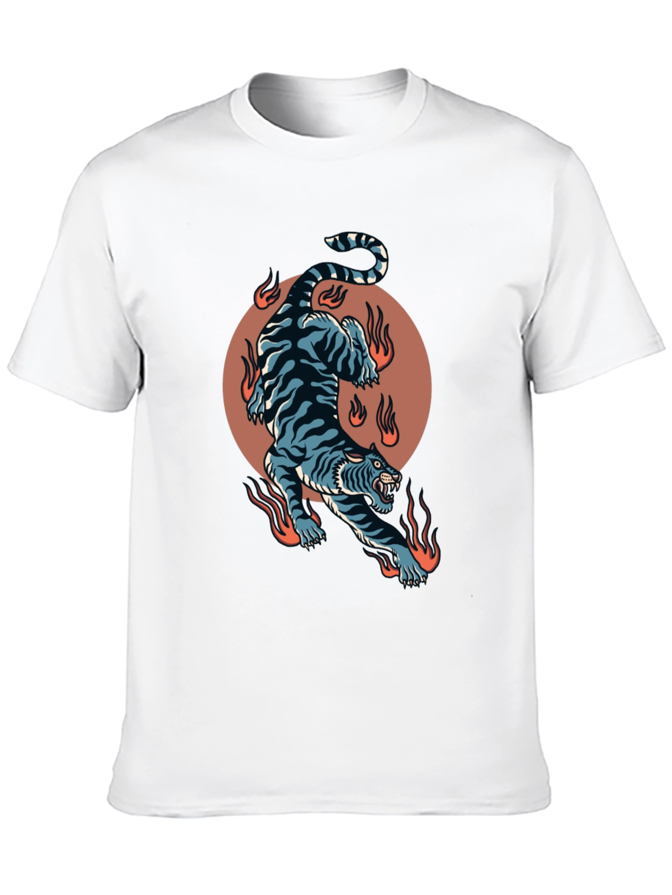 Black Fiery Tiger Graphic Tee - Bold Black T-Shirt view 10