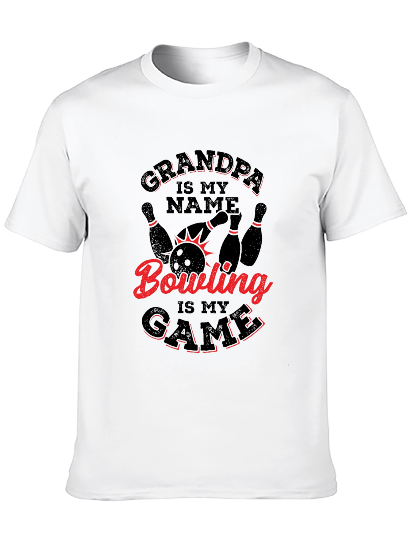 Black Grandpa Bowling T-Shirt -  Red & Black Design view 10