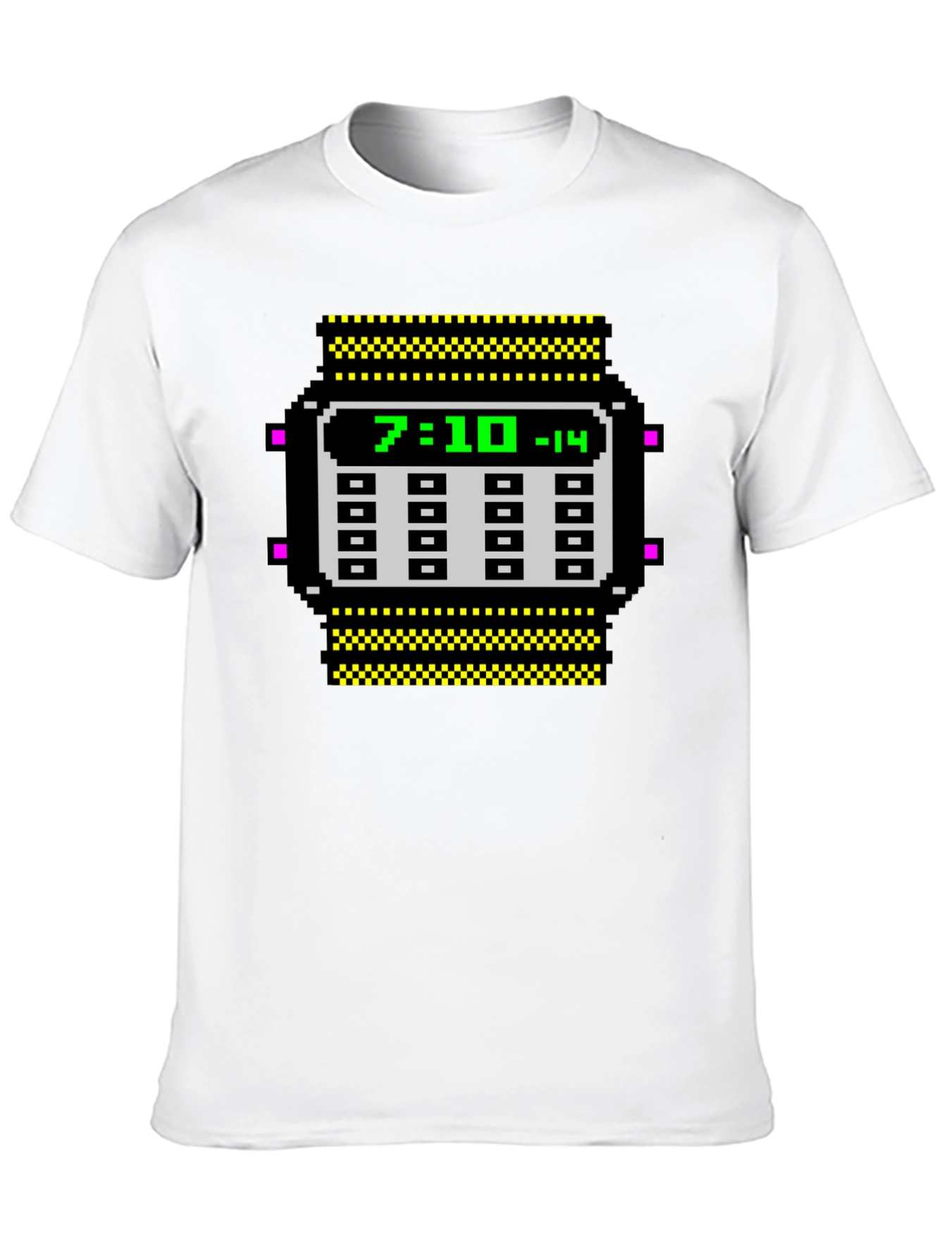 Black Retro Pixel Watch T-Shirt - Geeky Timepiece Design view 10