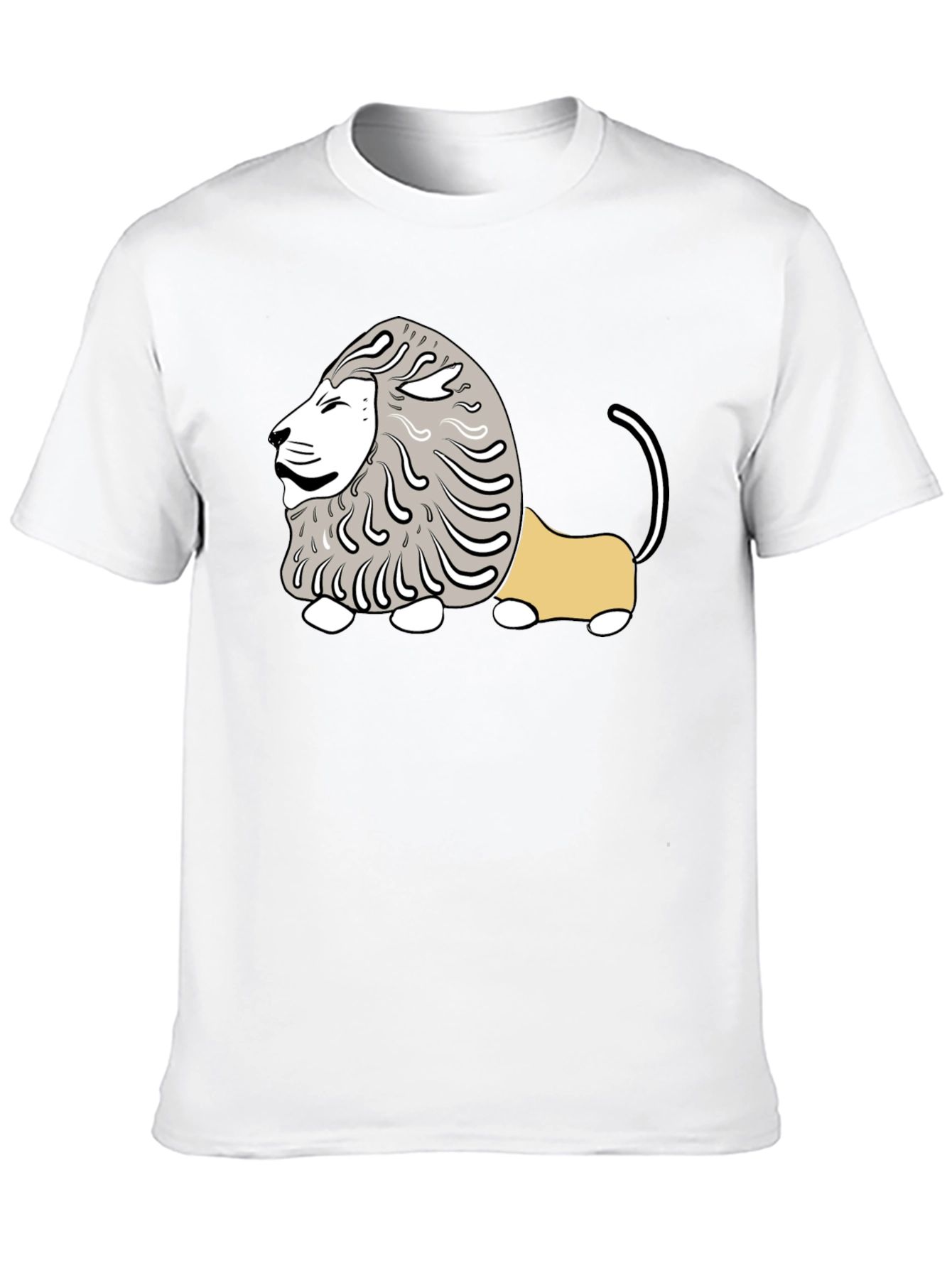 Black Cartoon Lion Graphic Tee - Casual Black T-Shirt view 10