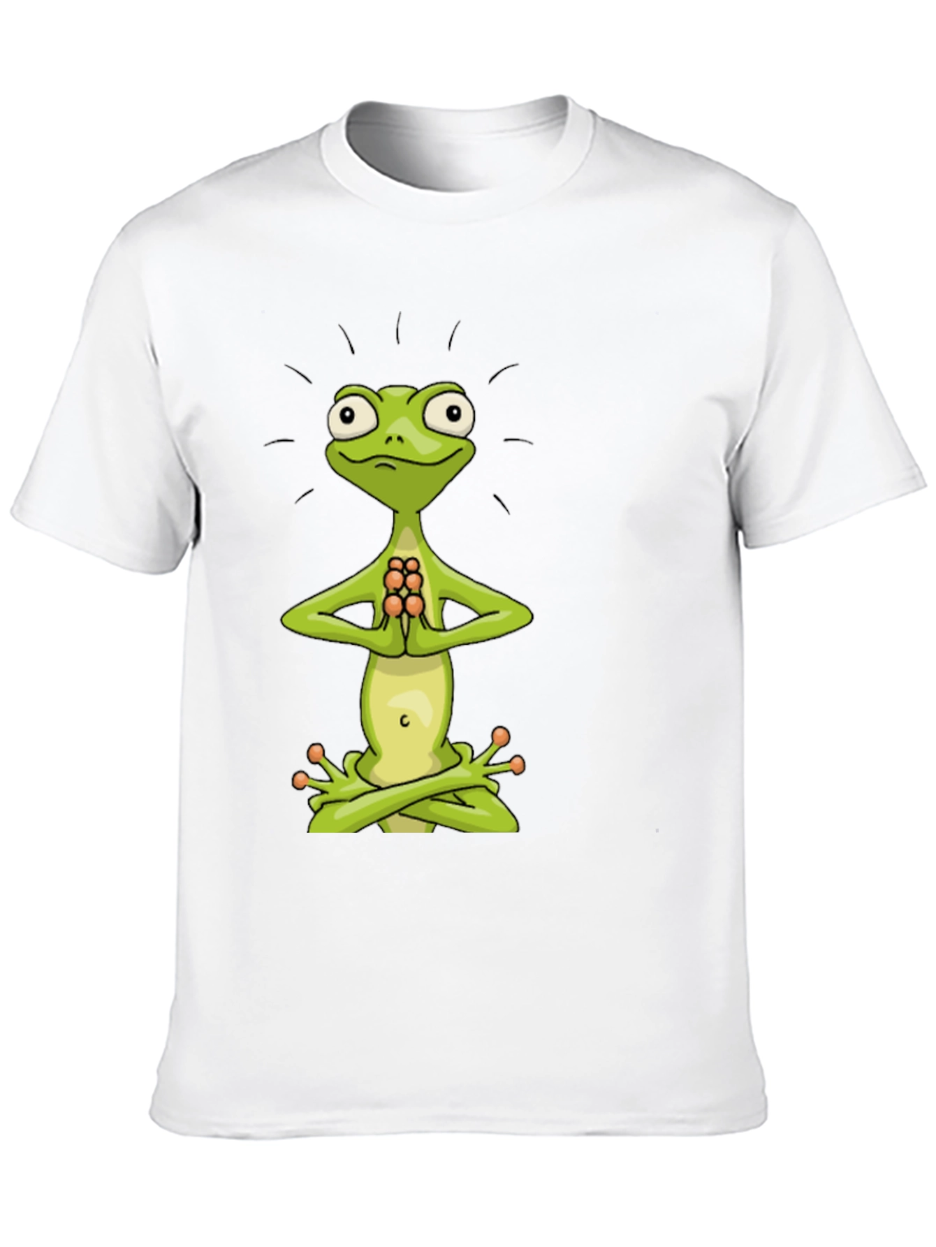 Black Zen Frog Tee - Meditating Cartoon Frog T-Shirt view 10