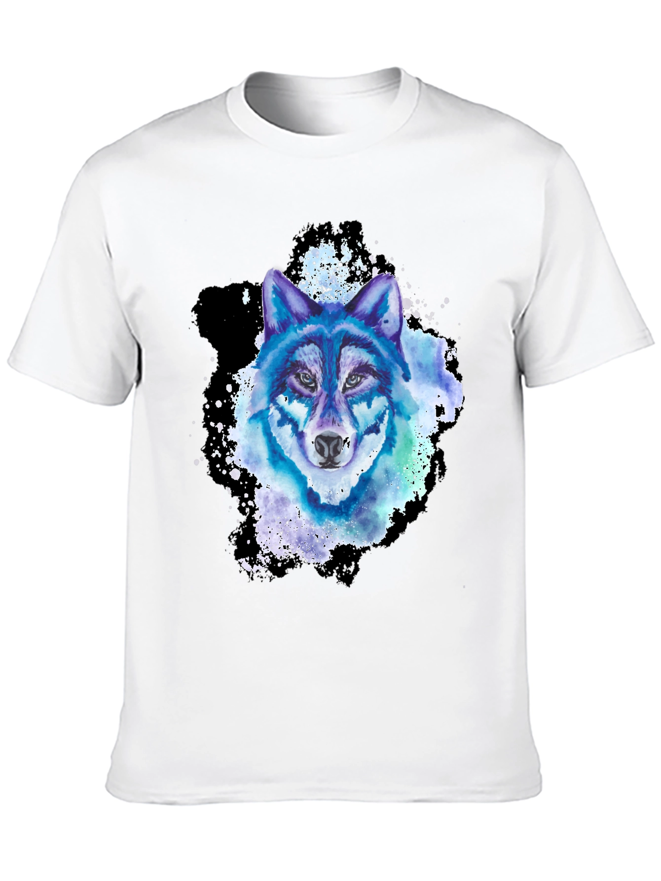 Black Watercolor Wolf Graphic T-Shirt view 10