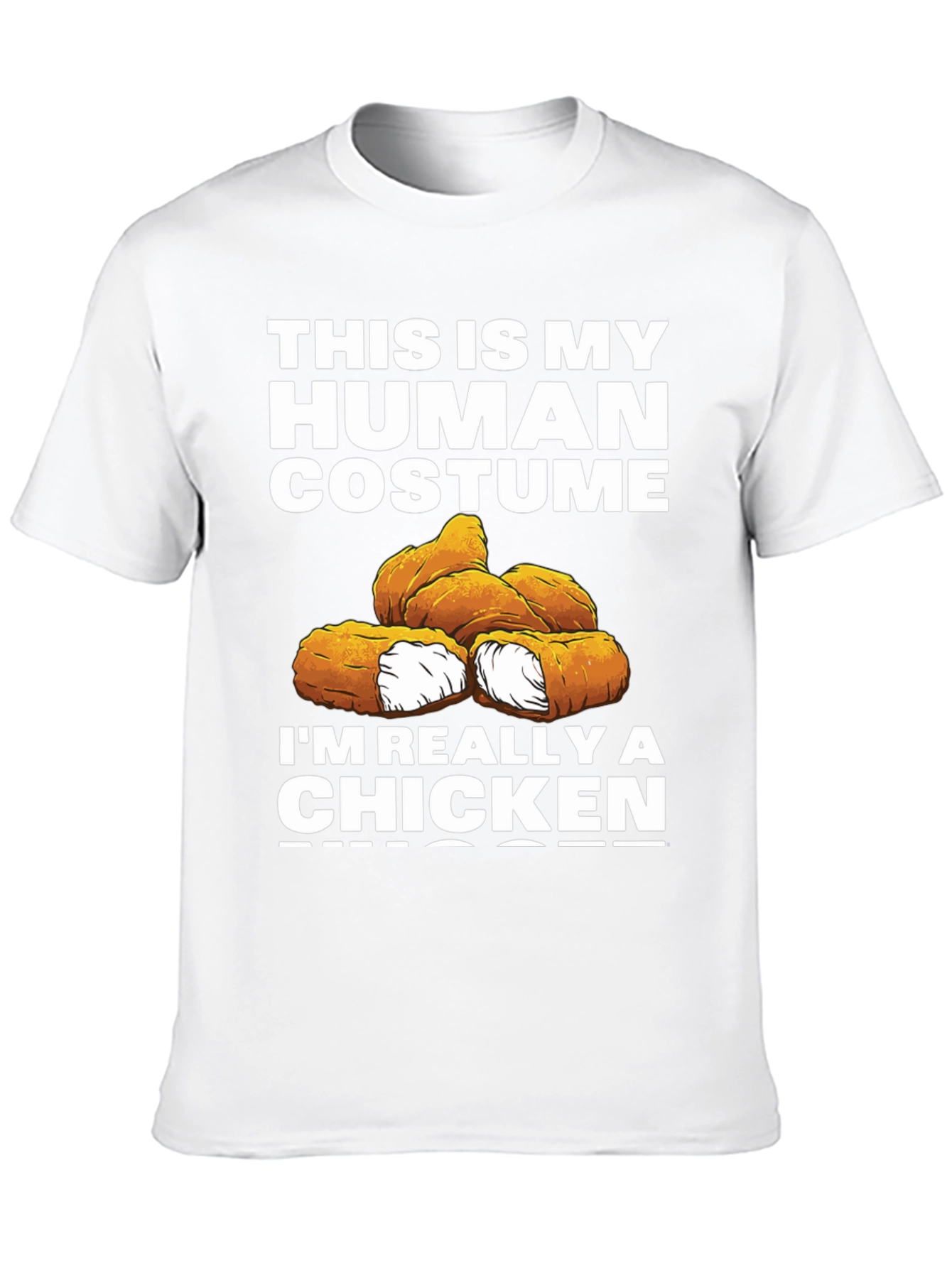 Black Funny Human Costume Chicken Nuggets T-Shirt view 10
