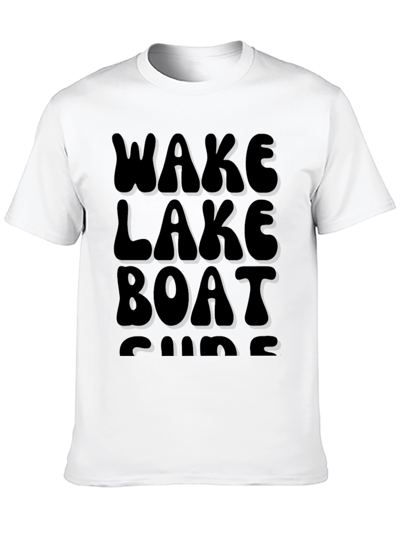 Black Wake Lake Boat Surf T-Shirt, Black Cotton Tee view 10