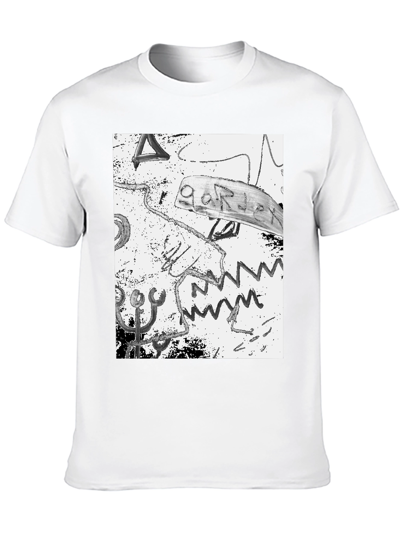 Black Abstract Graphic Print Black Cotton T-Shirt view 10