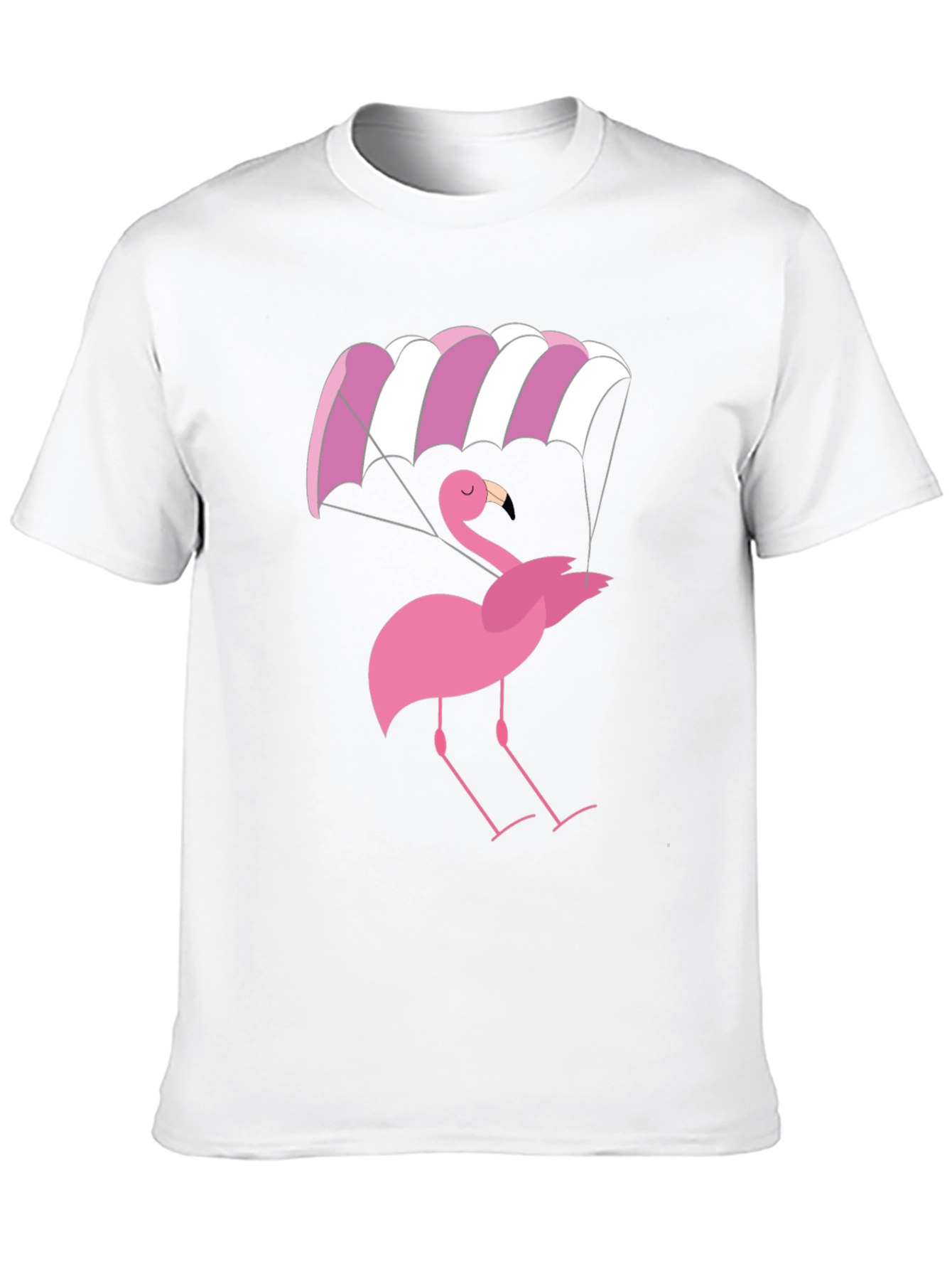 Black Pink Flamingo Parachute Black T-Shirt view 10