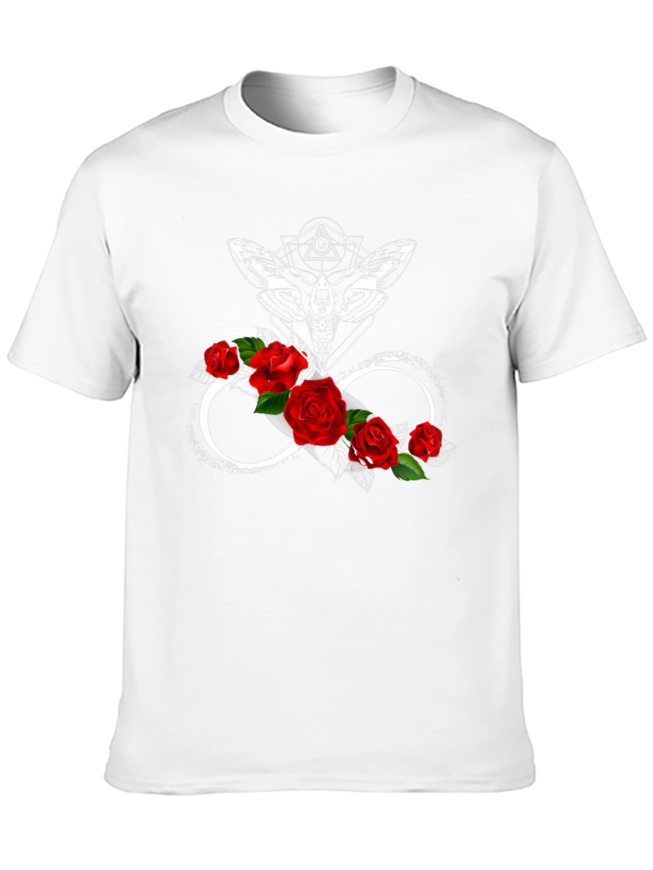 Moth Infinity Roses Black T-Shirt - Gothic Aesthetic - 10