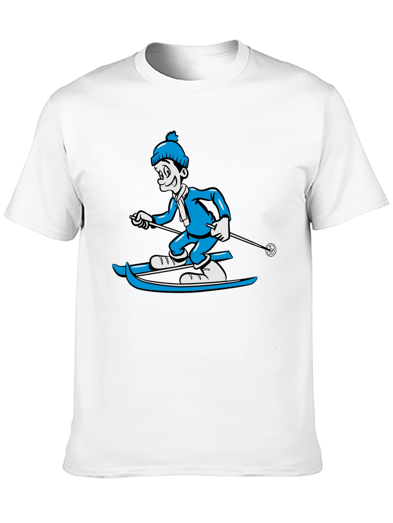 Black Skiing Cartoon Graphic Tee view 10