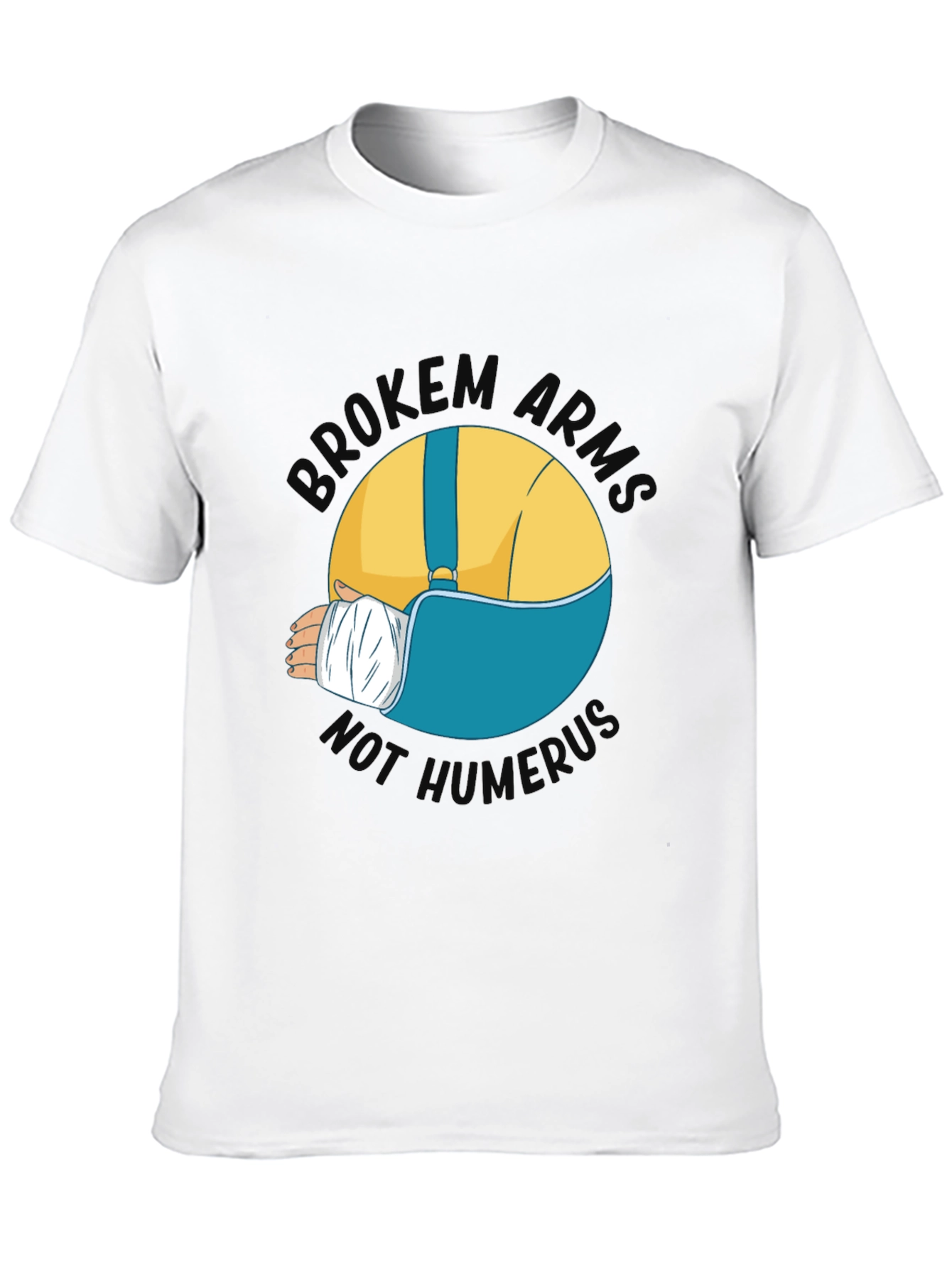 Black Broken Arms Humor Graphic T-Shirt view 10
