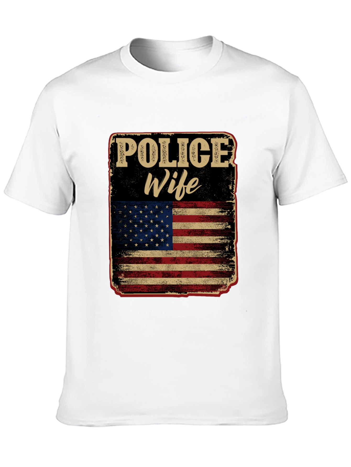 Black Police Wife American Flag Graphic Tee view 10
