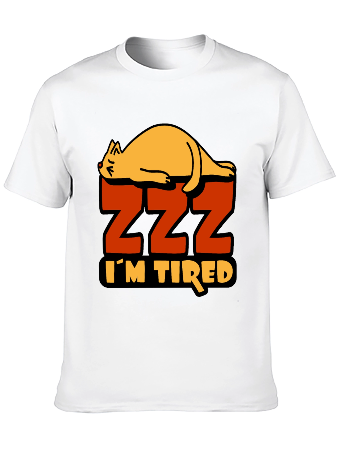 Black I'm Tired Cat Zzz T-Shirt - Sleepy Lazy Funny Tee view 10