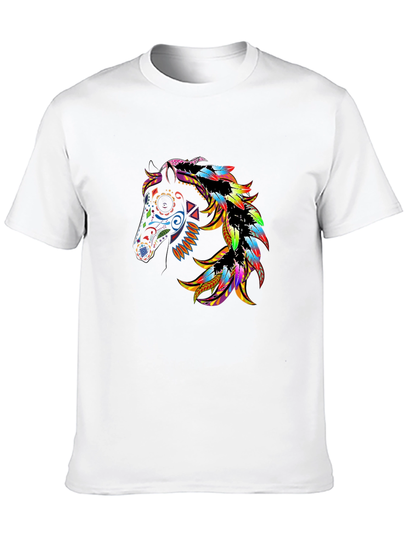 Black Black Tee with Colorful Horse Graphic view 10