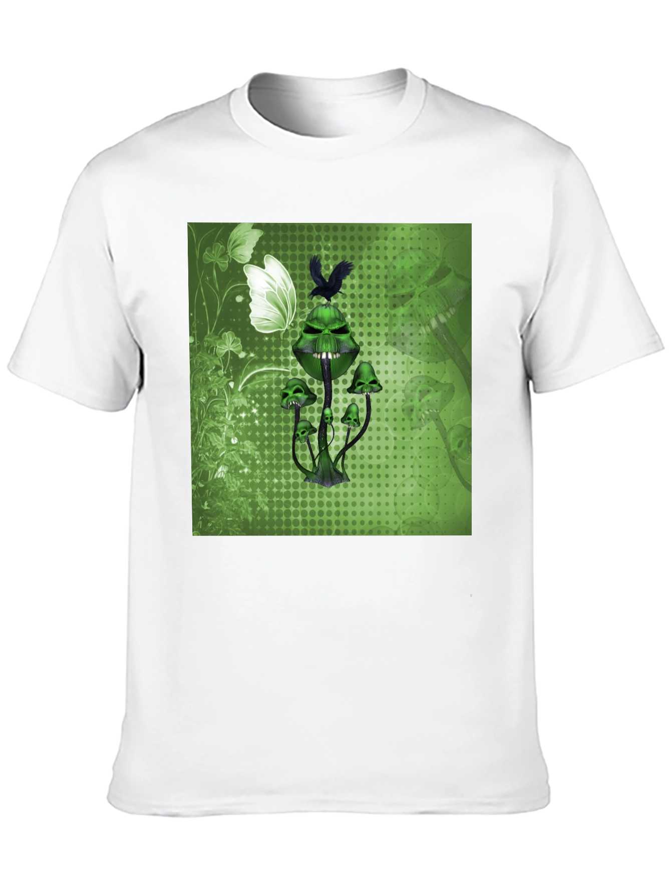 Black Grim Green Mushroom Graphic Tee - Edgy & Unique view 10