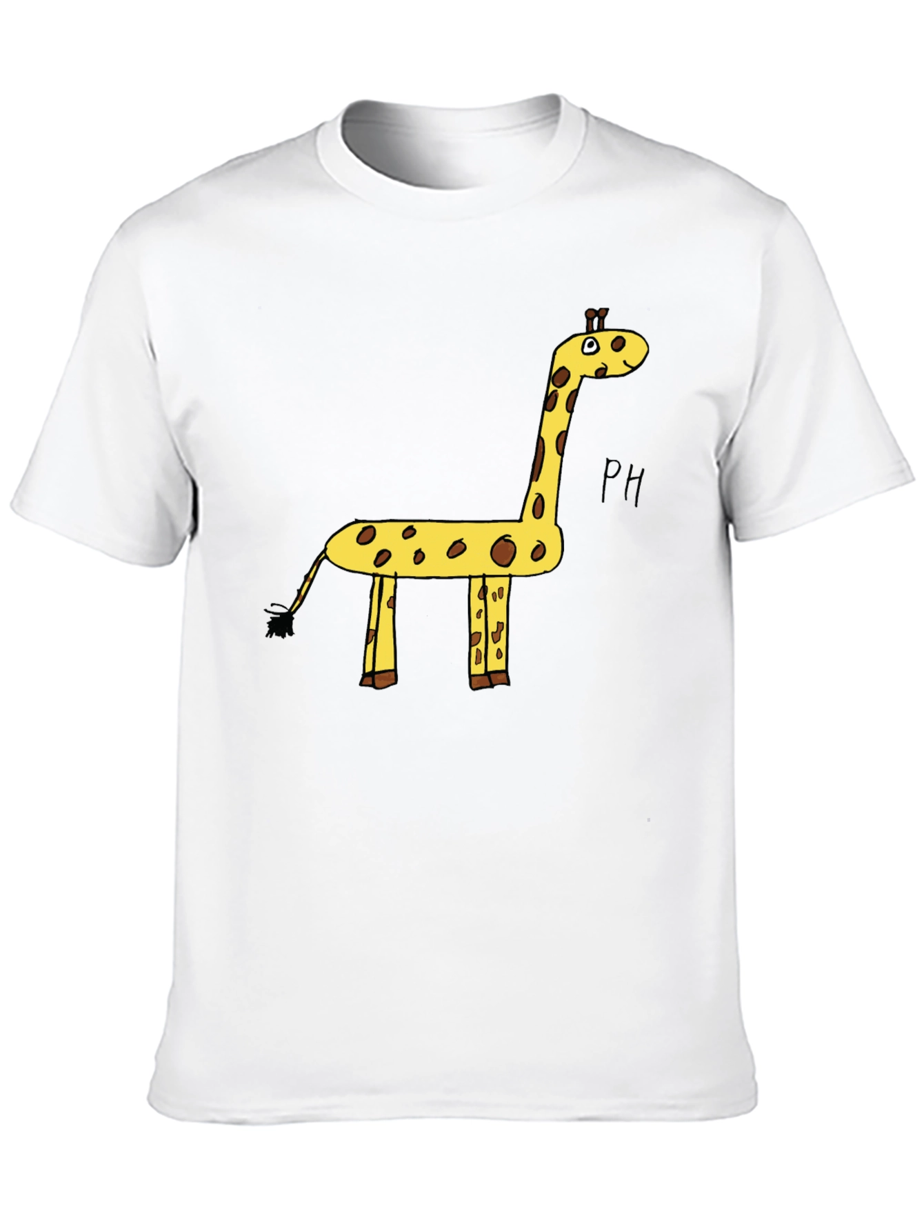 Black Giraffe Cartoon Graphic Tee - Black Cotton T-Shirt view 10