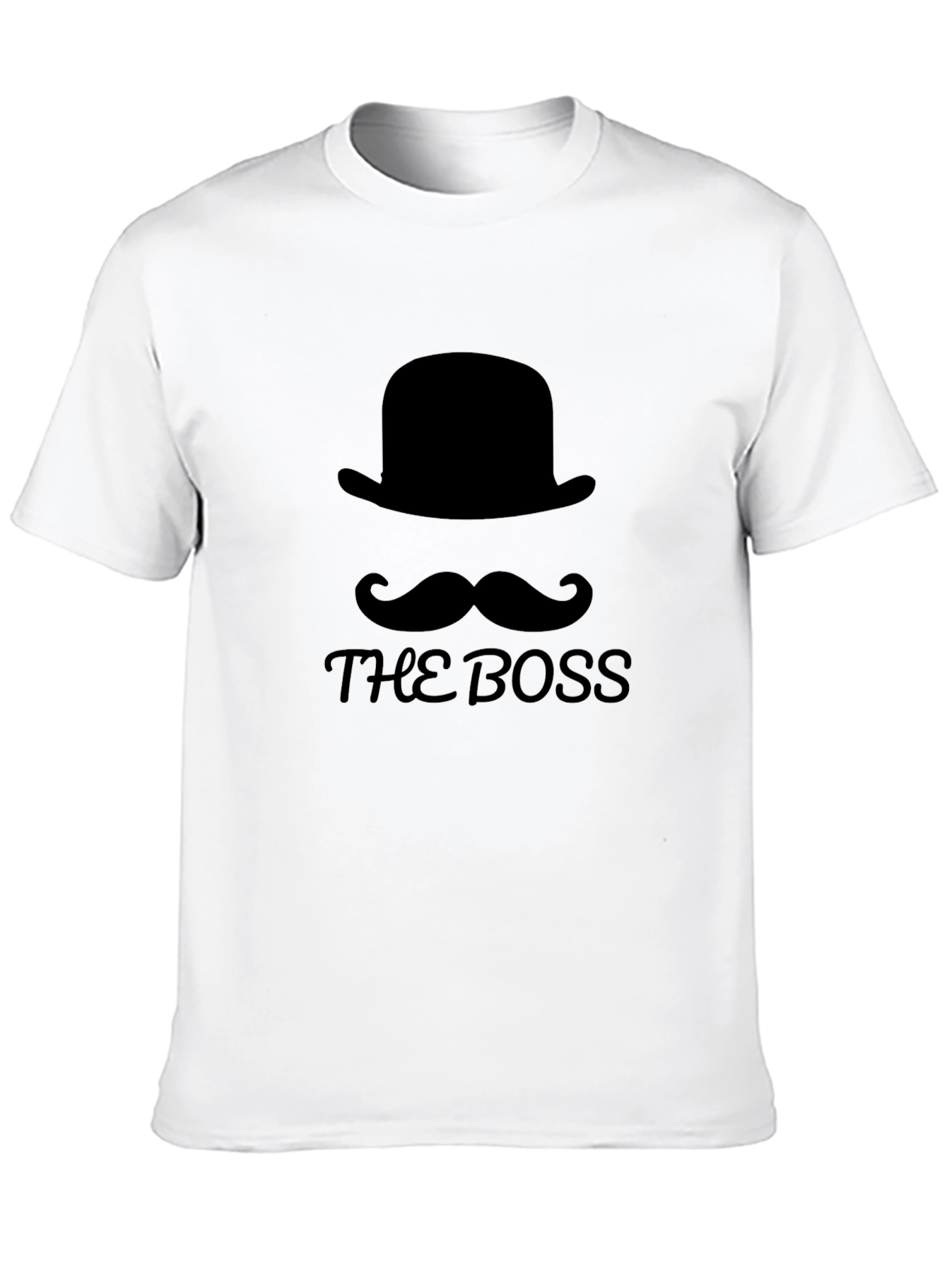 Black The Boss Graphic Tee - Hat & Mustache Design view 10