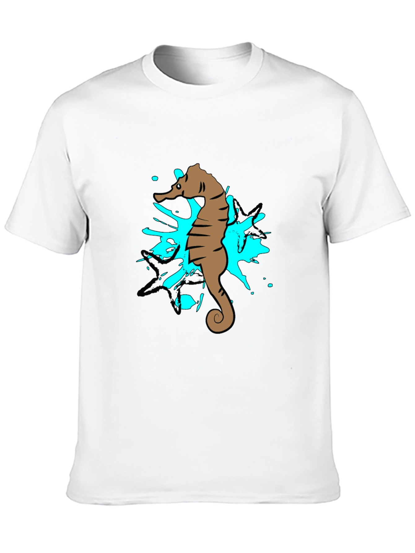 Black Seahorse Splash Graphic T-Shirt - Black Cotton Tee view 10
