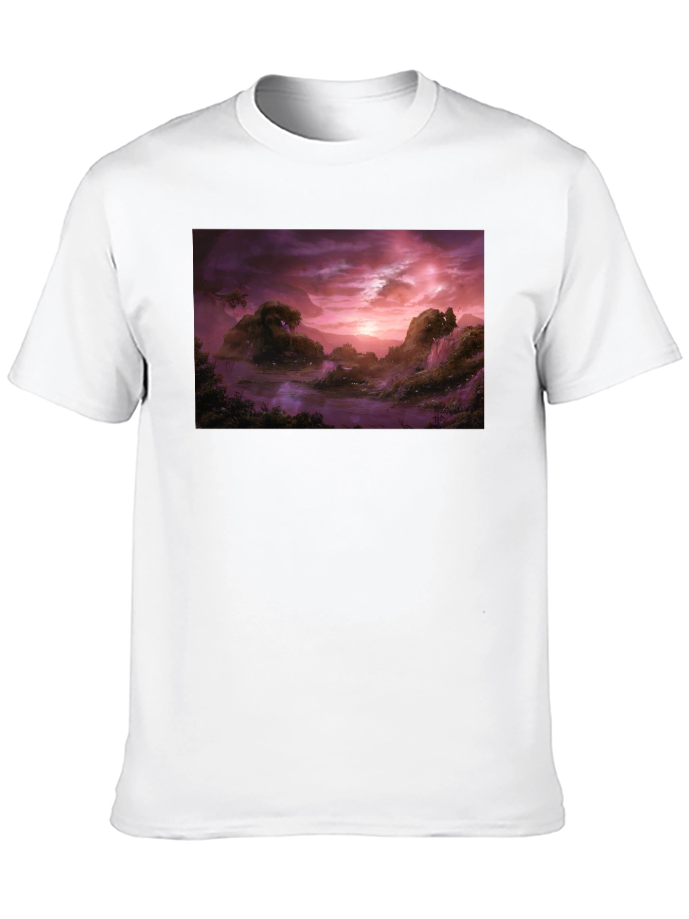 Black Mystic Landscape Graphic Tee - Black Cotton Blend view 10