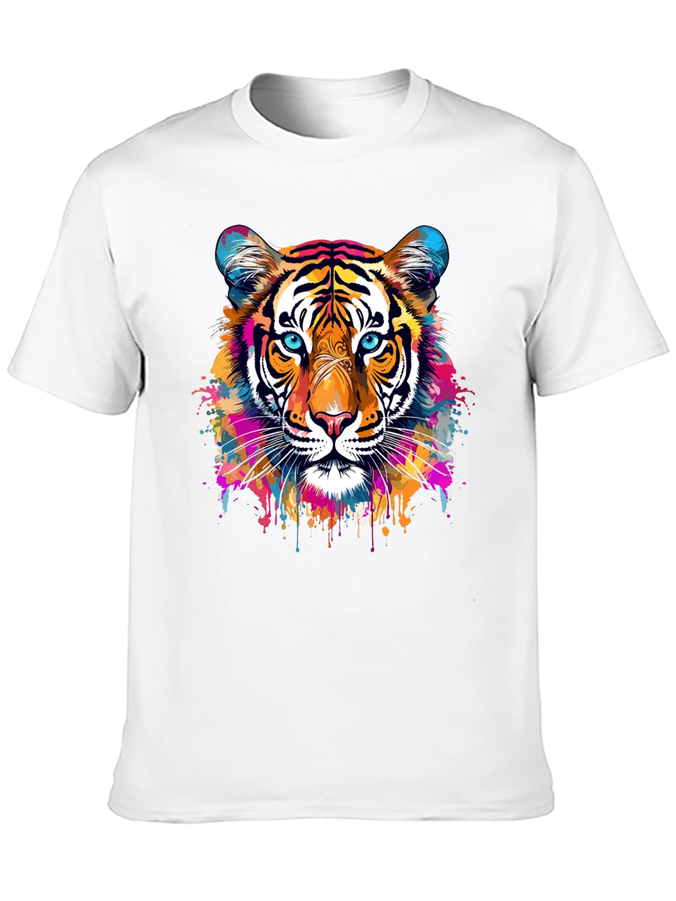 Black Vibrant Tiger Graphic Black T-Shirt view 10