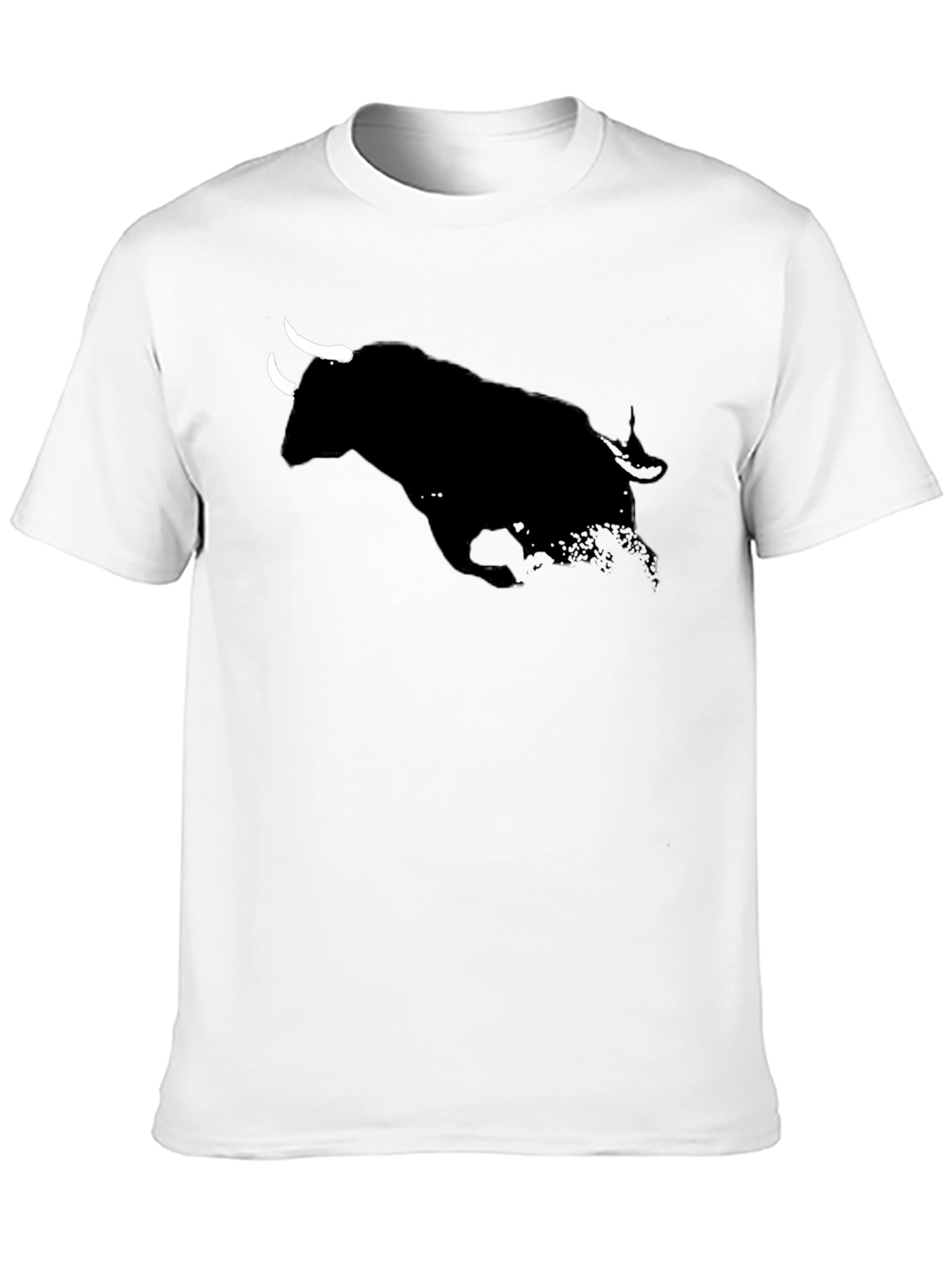 Black Charging Bull Graphic Tee - Black Cotton T-Shirt view 10