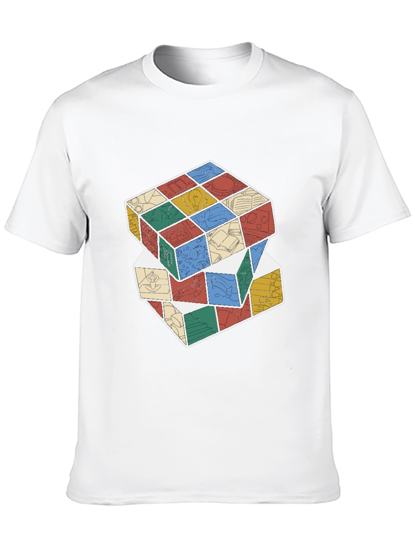 Black Stacked Cube Design Black T-Shirt view 10