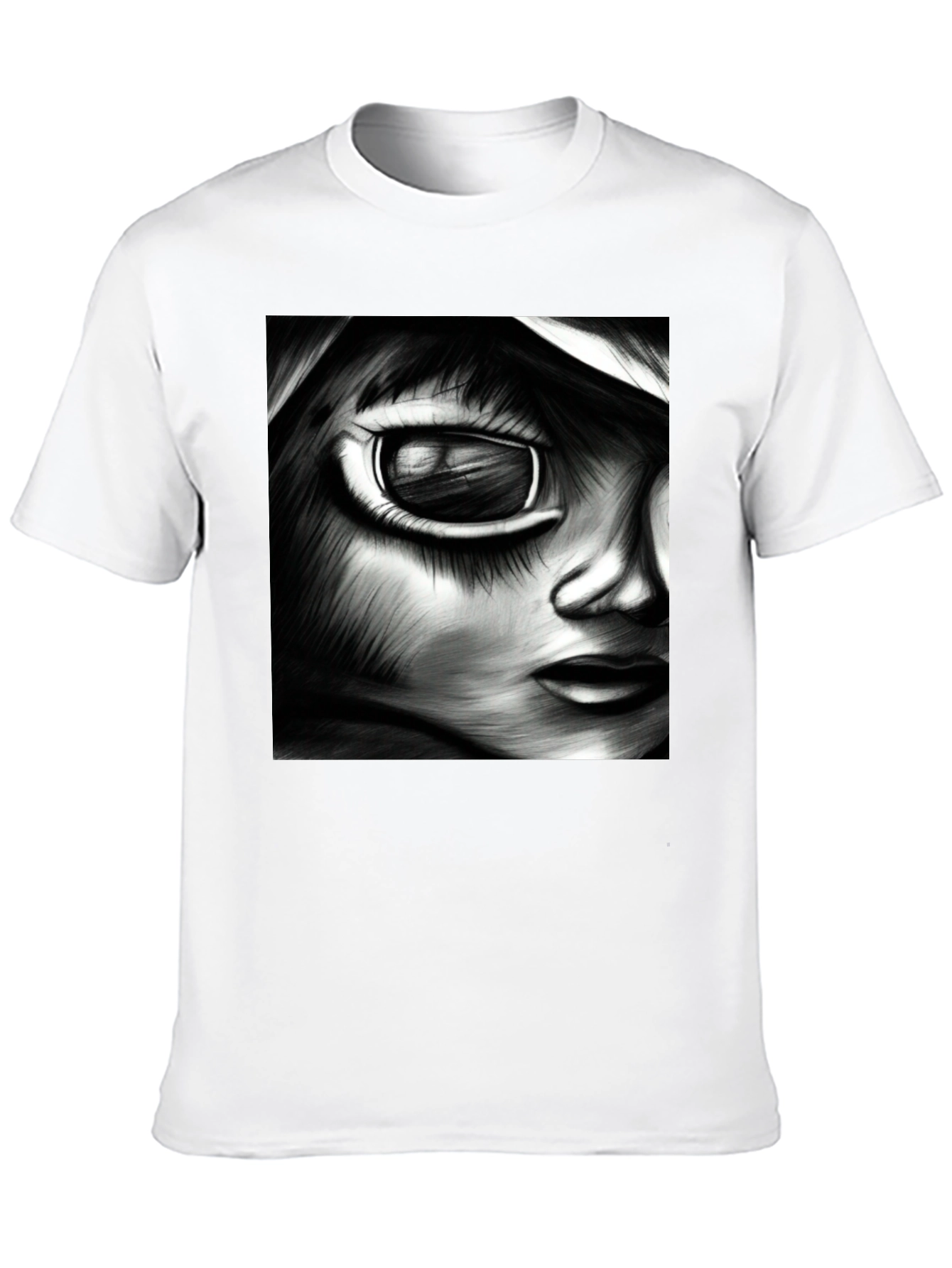 Black Monochrome Anime Art Tee view 10