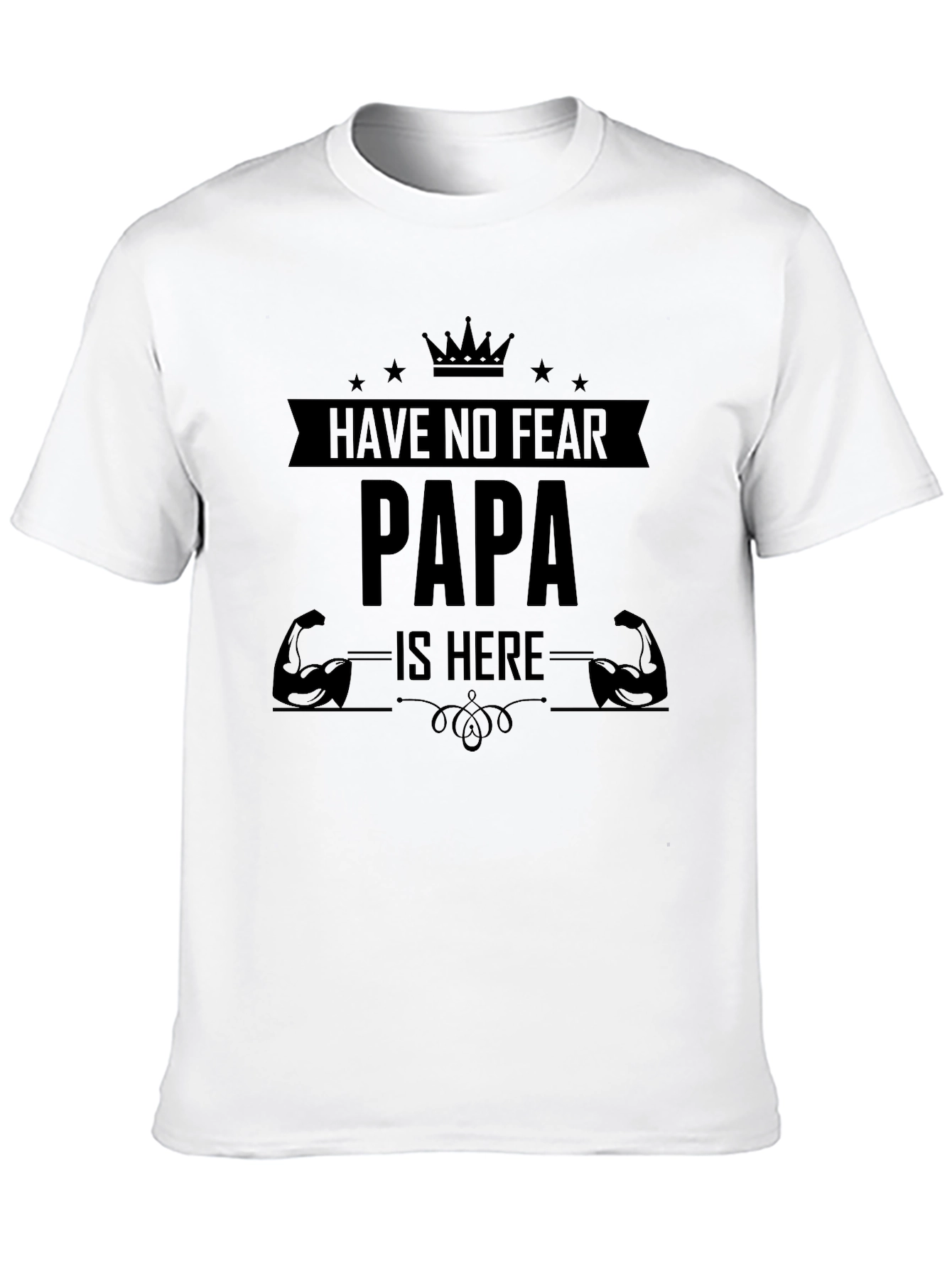 Black Have No Fear Papa Is Here Black T-Shirt view 10