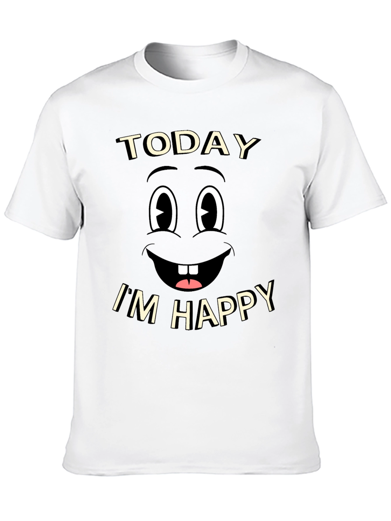 Black Happy Face Graphic Tee - Black Cotton T-Shirt view 10