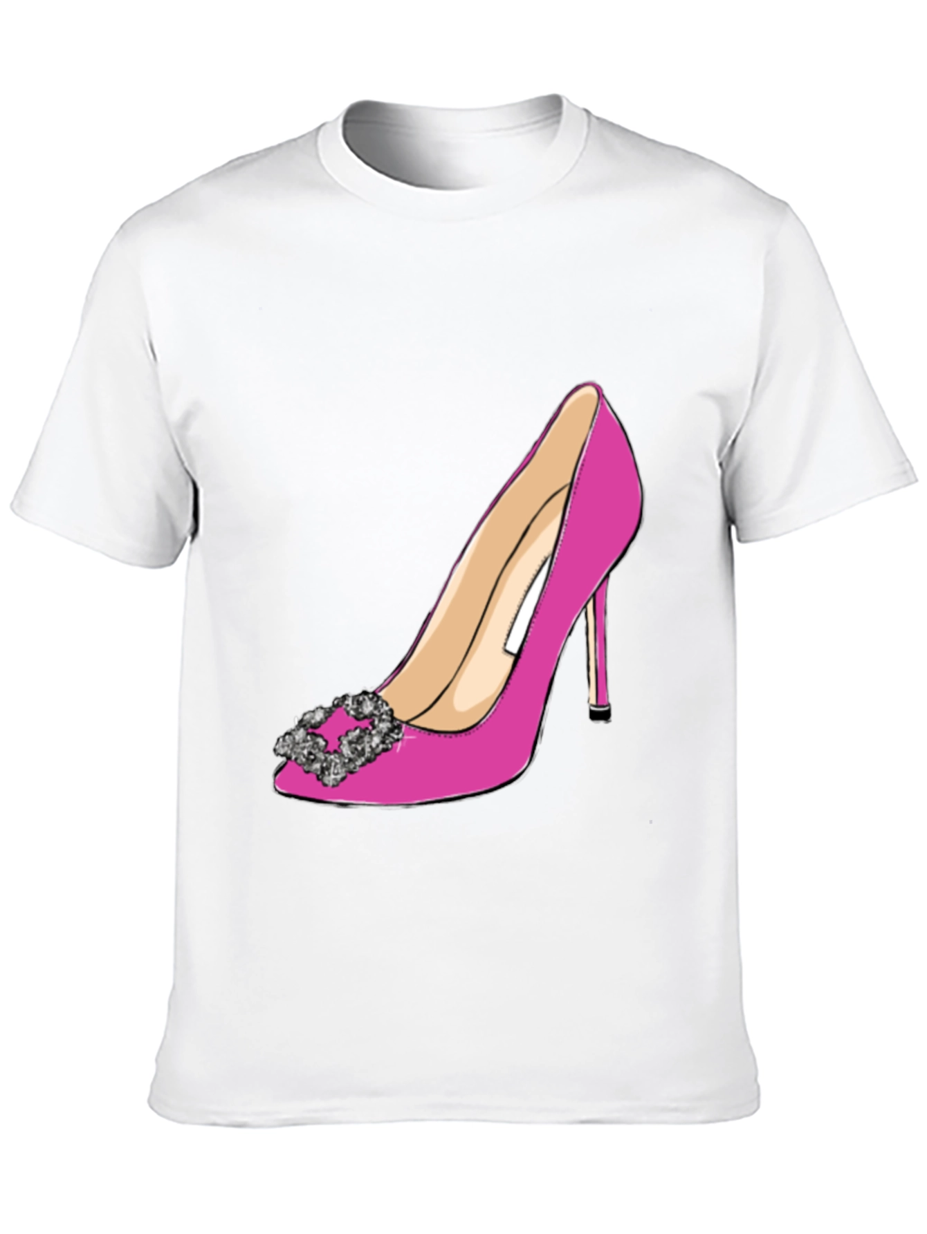 Black Stylish Pink High Heel Shoe Graphic Tee view 10