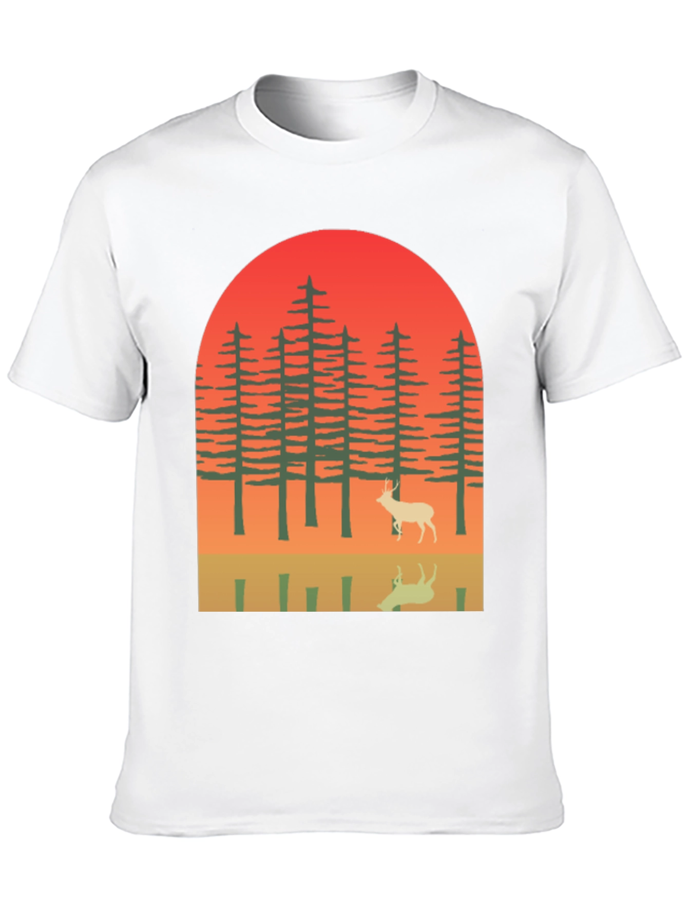 Black Retro Deer Forest Graphic Tee view 10