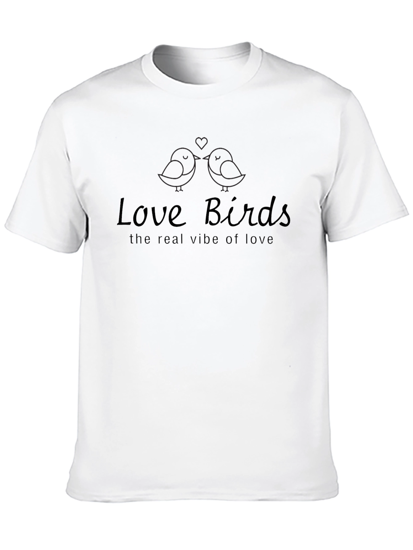 Black Love Birds Graphic Print Crew Neck T-Shirt view 10