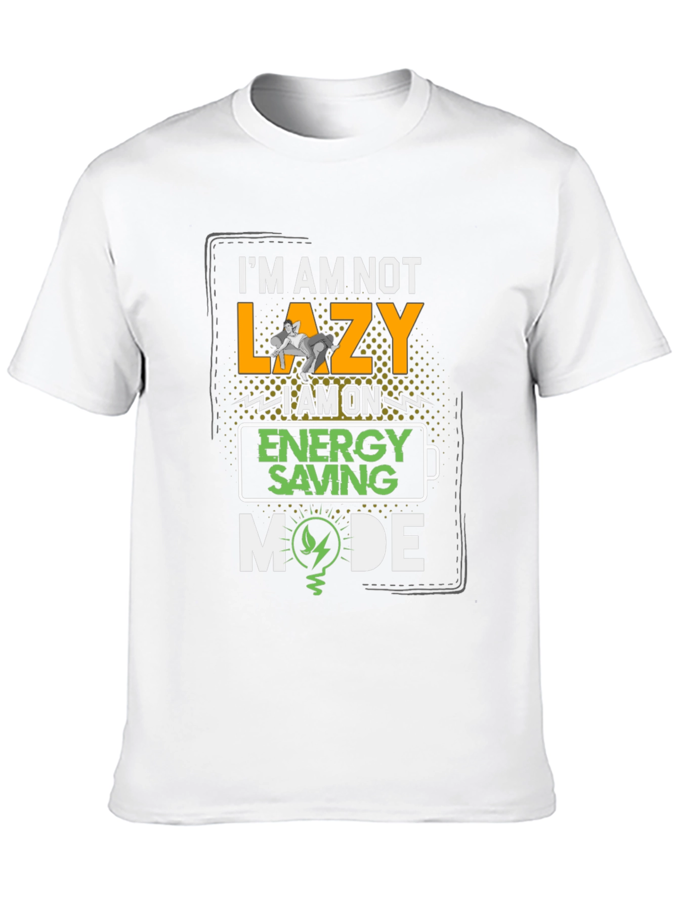 Black Funny Energy Saving Mode Graphic T-Shirt view 10