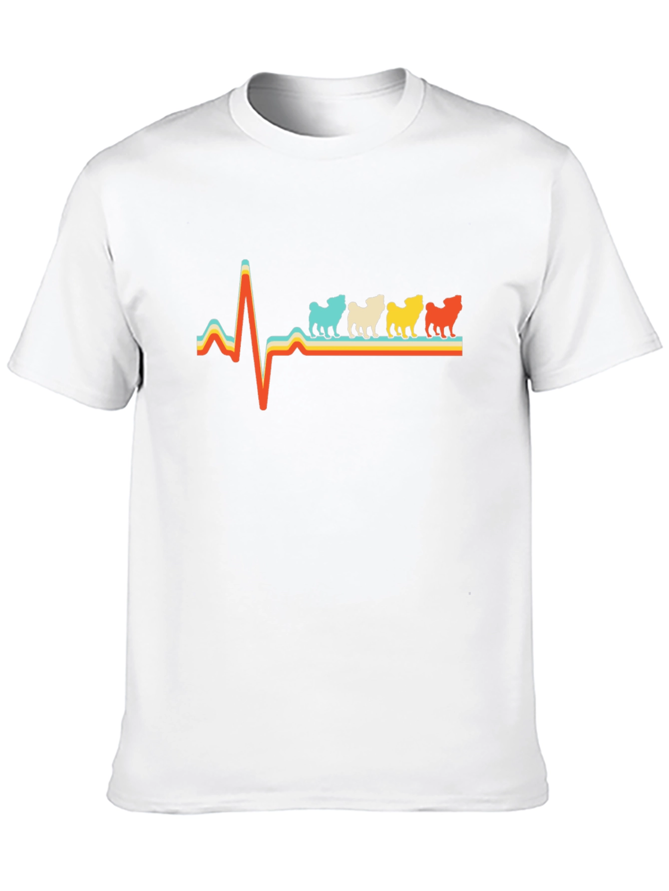 Black Pug Heartbeat Retro T-Shirt - Black view 10