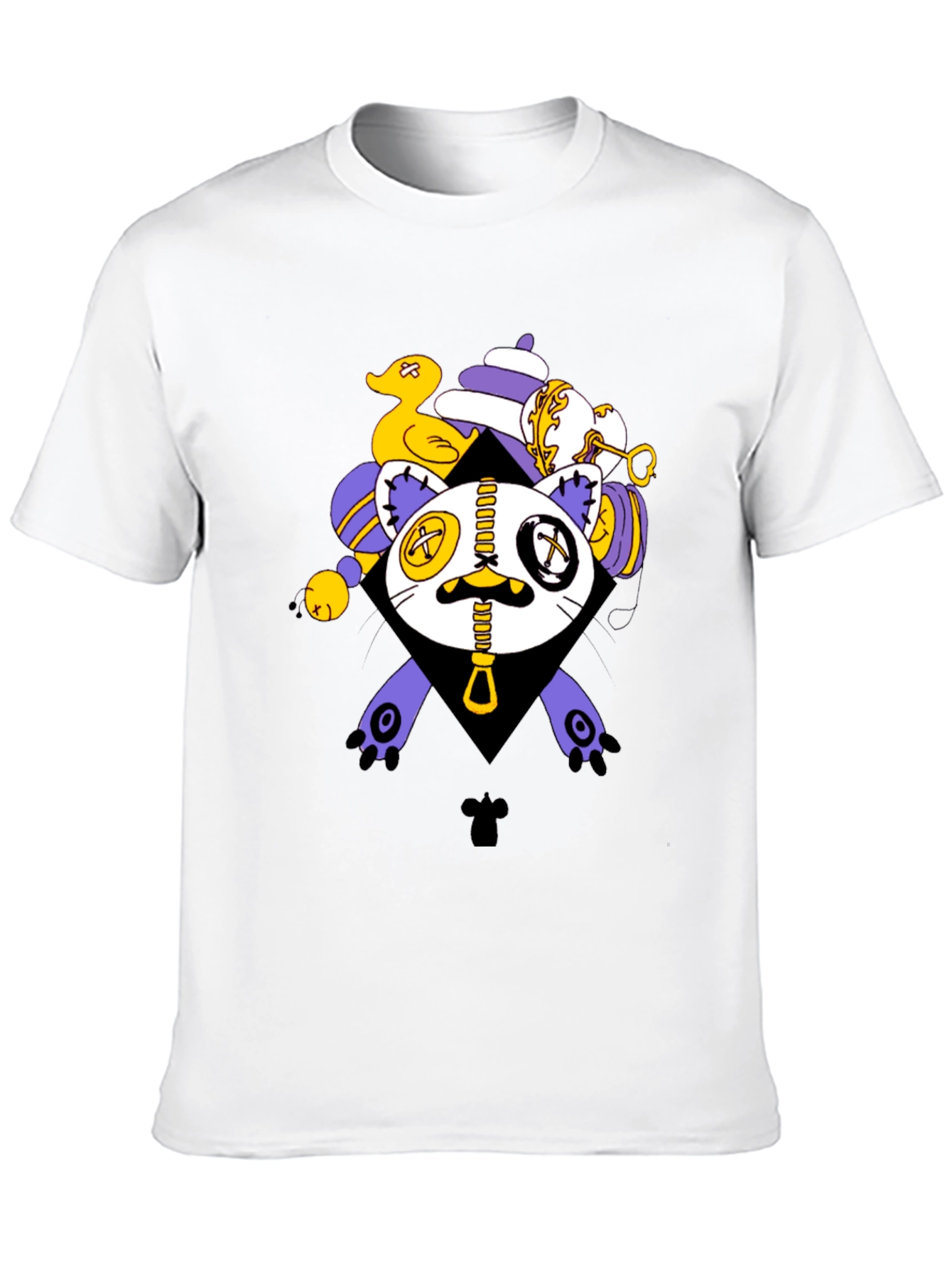 Black Men's Black T-Shirt with Cute Monster Graphic view 10