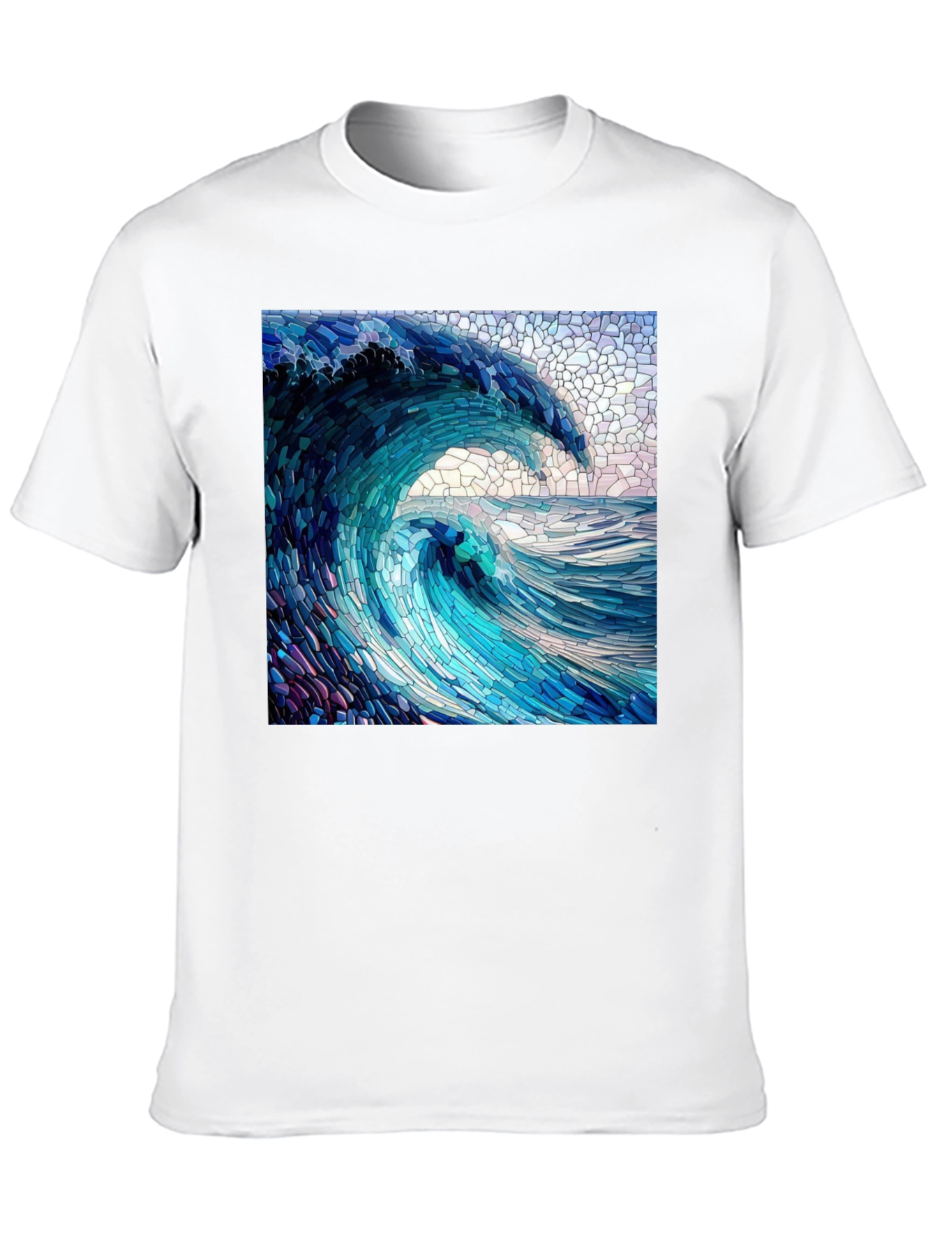Black Ocean Wave Mosaic Graphic Tee - Unique Design view 10