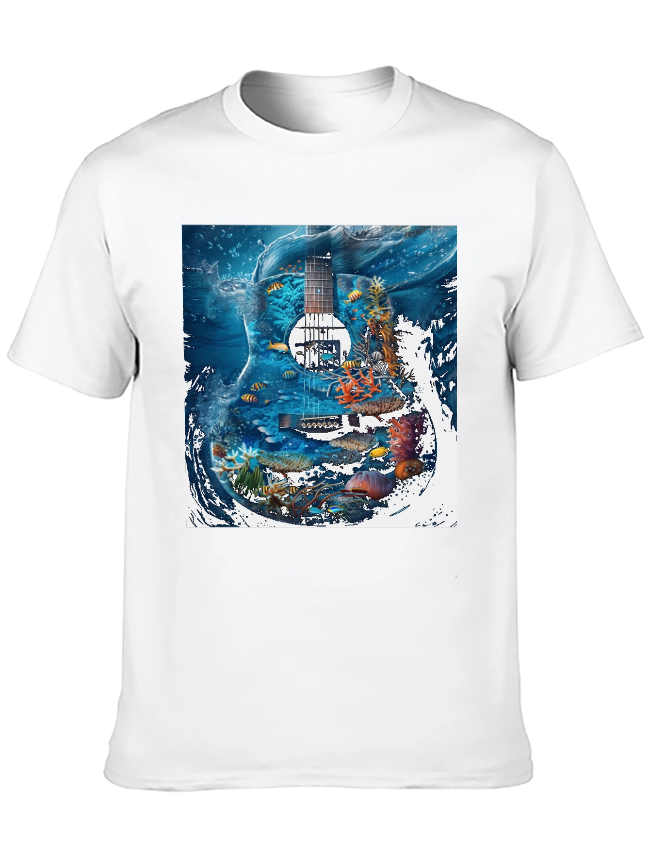Black Underwater Guitar Graphic T-Shirt view 10