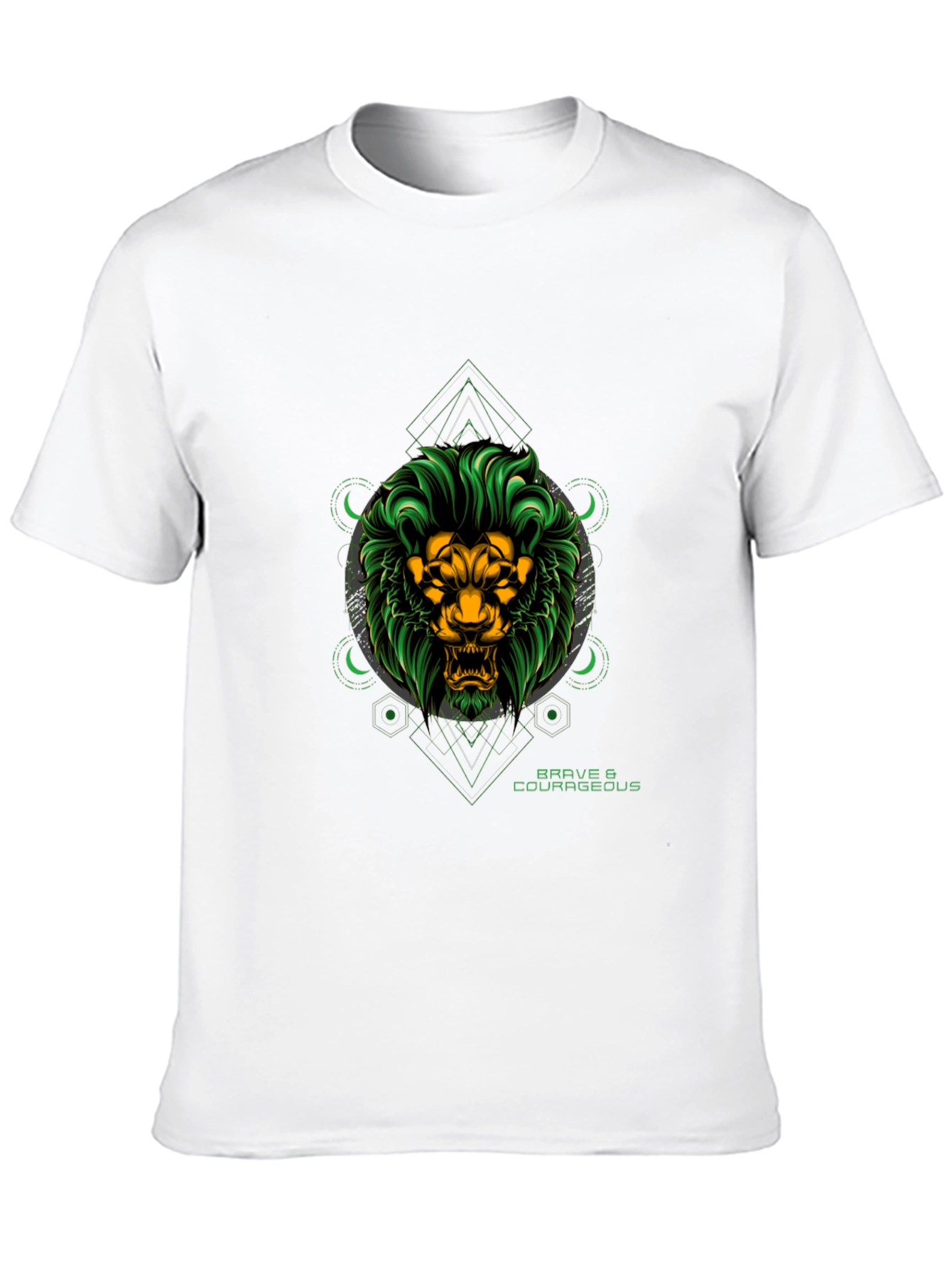 Black Brave Lion Graphic Tee - Black Cotton T-Shirt view 10