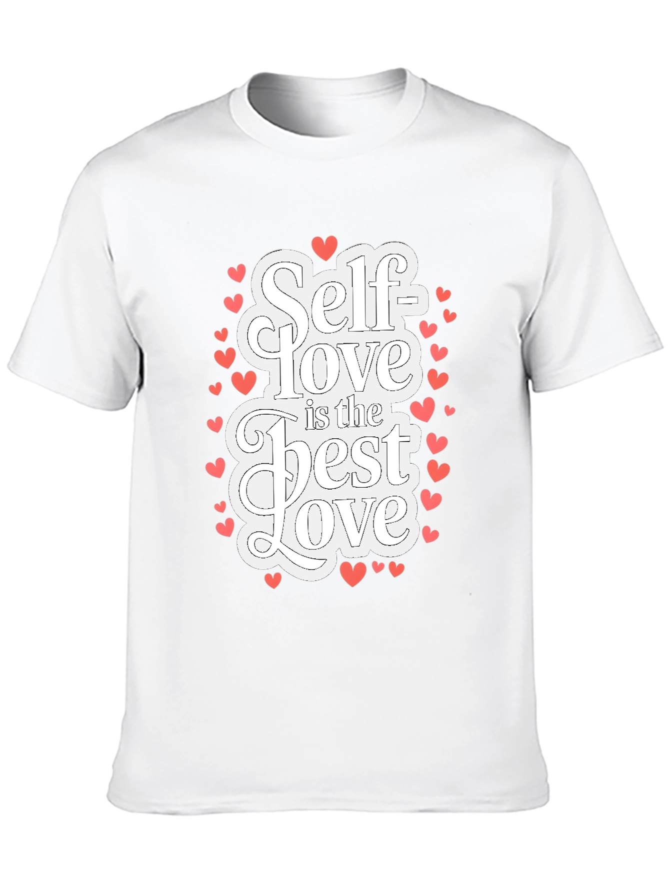 Black Self Love T-Shirt - Black Cotton Tee with Heart Accents view 10