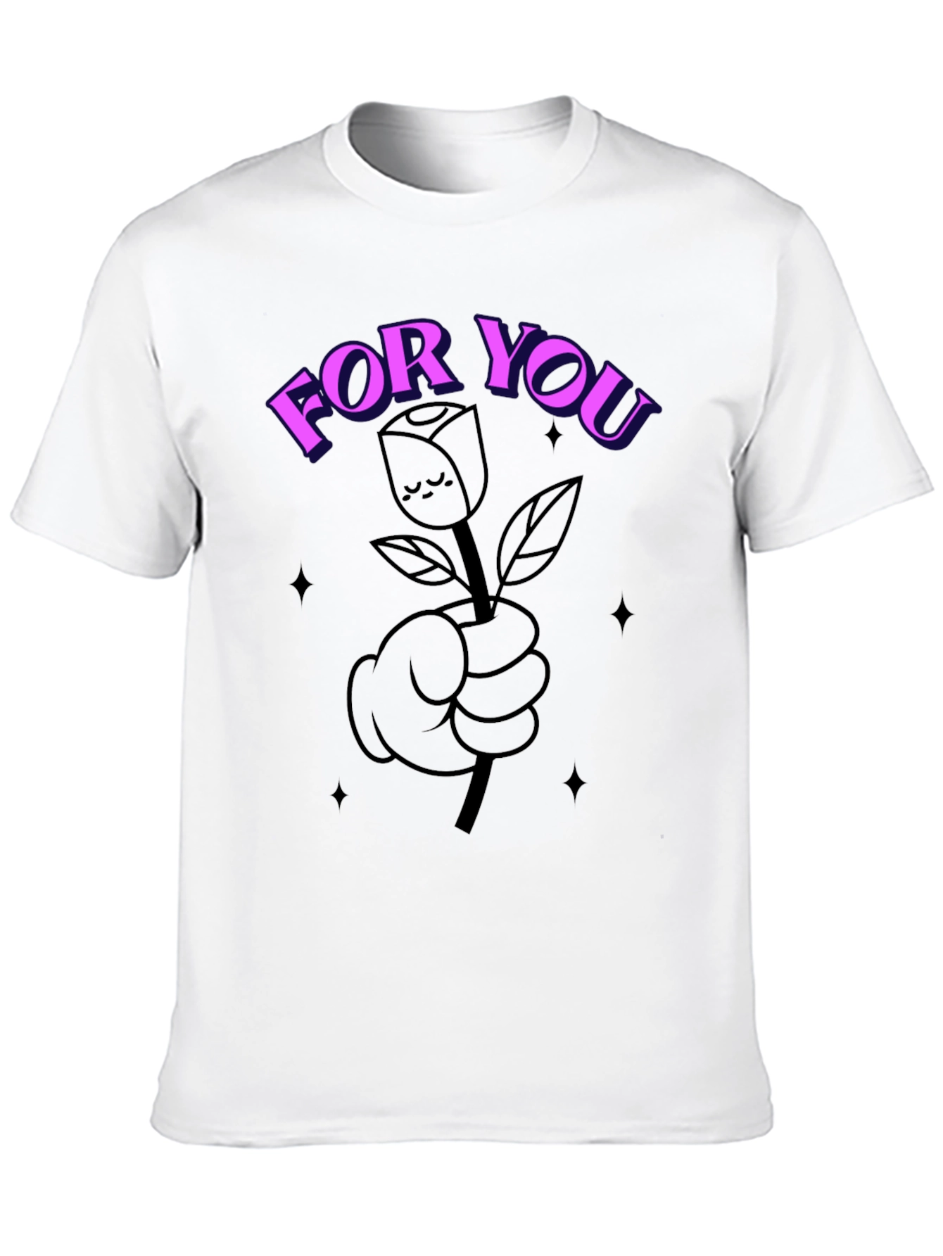 Black Cartoon Rose For You Black T-Shirt view 10