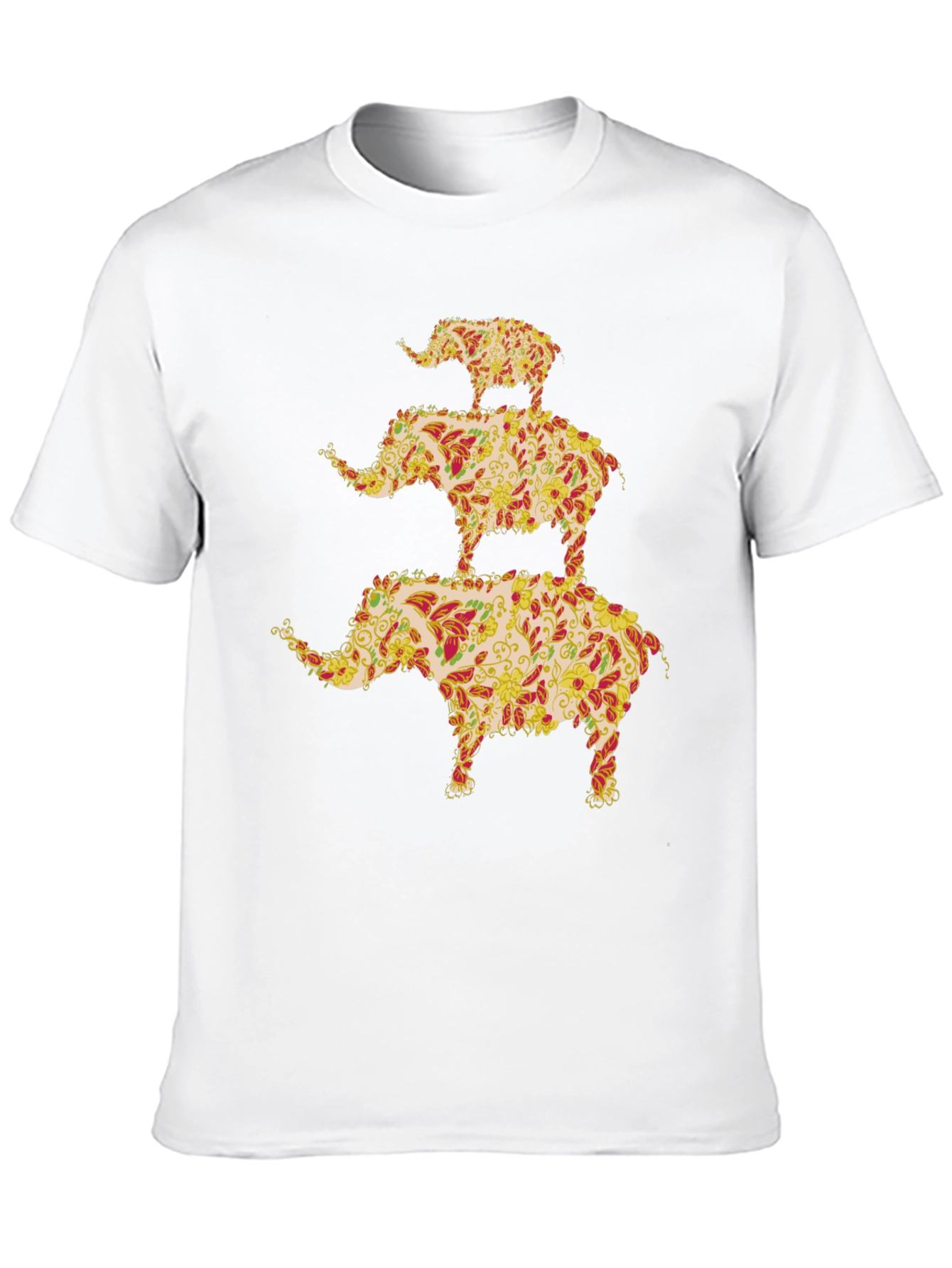 Black Elephant Stack Graphic Tee - Unique Men's Black T-Shirt view 10