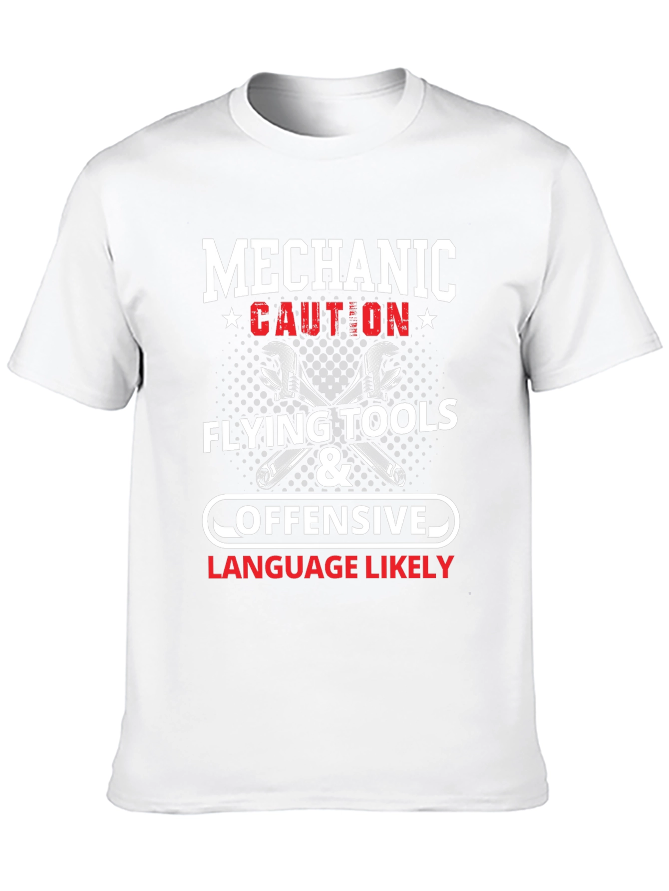 Black Mechanic Caution Flying Tools & Offensive Language Likely T-Shirt view 10