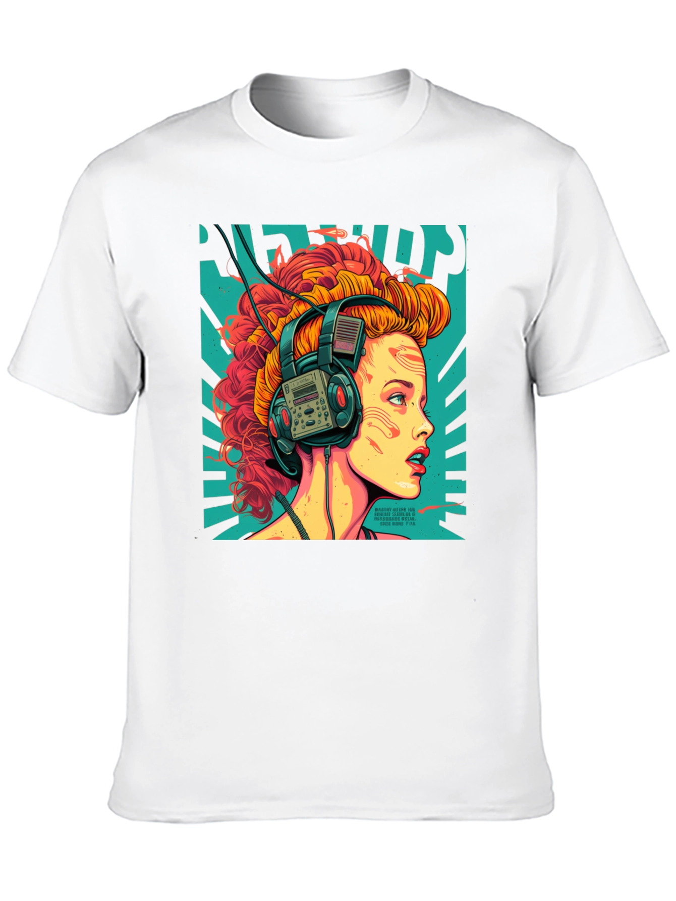 Black Retro Headphones Graphic T-Shirt view 10