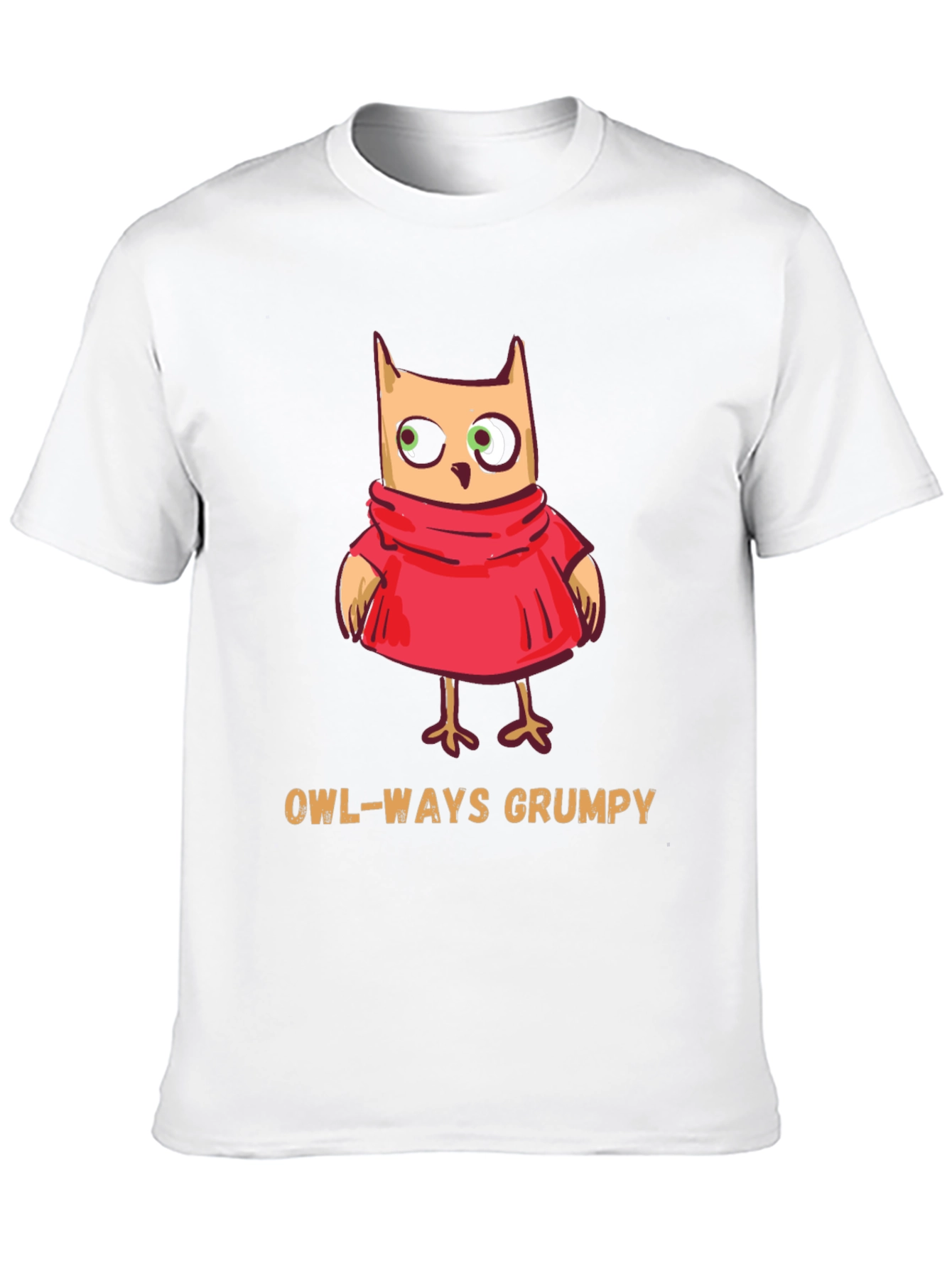 Black Owl-Ways Grumpy T-Shirt - Funny Cartoon Owl Tee view 10