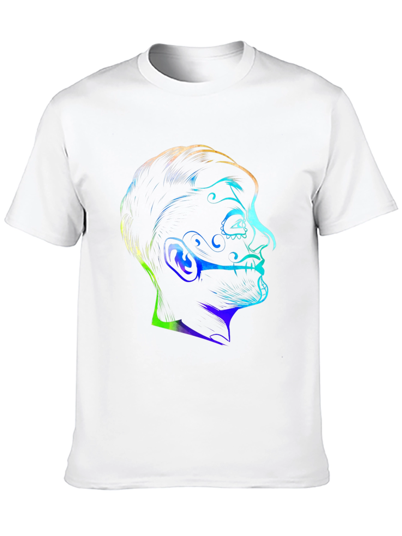 Black Colorful Sugar Skull Face Graphic Black T-Shirt view 10